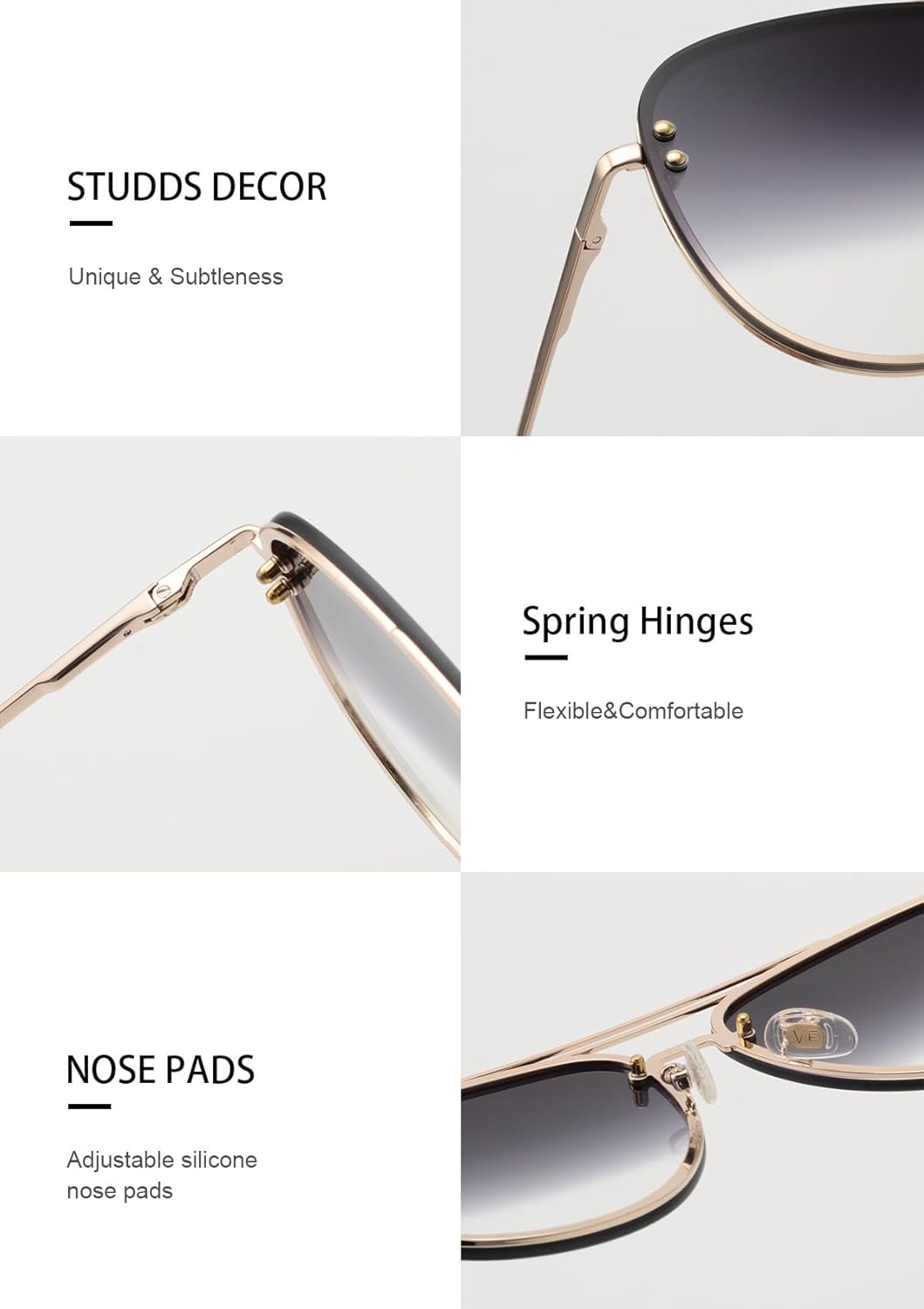 Trendy Oversized Aviator Sunglasses Womens, Retro Cute Big Shades Women's Fashion Sun Glasses UV Protection VF2203