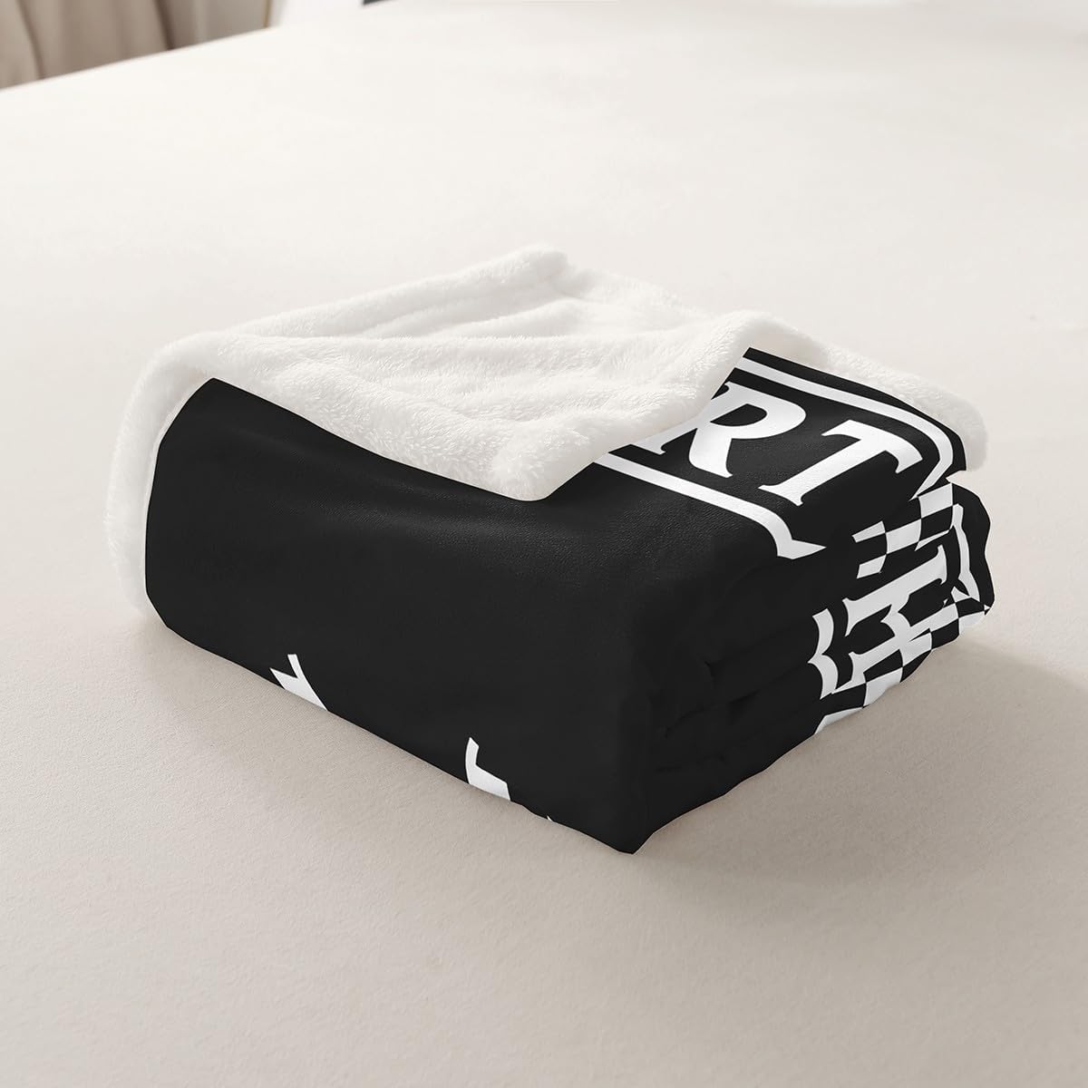 Racing Flag Throw Blanket,Black White Geometric Checkerboard Fuzzy Blanket,Race Car Extreme Sports Games Fleece Throws for Bed Couch Sofa,Simple Soft and Breathable,Throw Size (50 x 60 Inches)