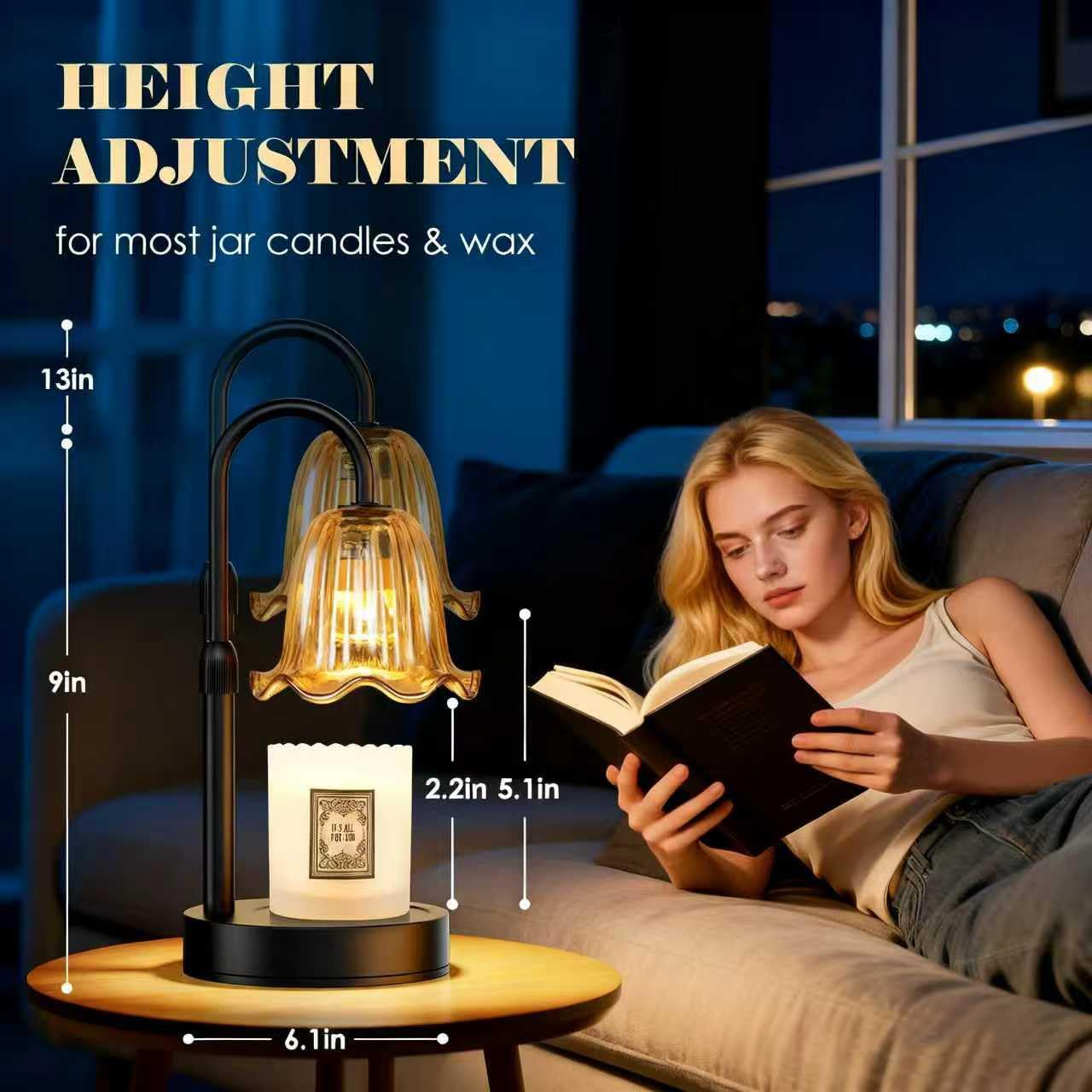 Candle Warmer Lamp with Timer Dimmer, House Warming Gifts New Home Decor, Valentines Day Easter Basket Birthday Gifts for Women Mom, Vintage Wax Warmer for Scented Wax Jar Candles with 2 Bulbs