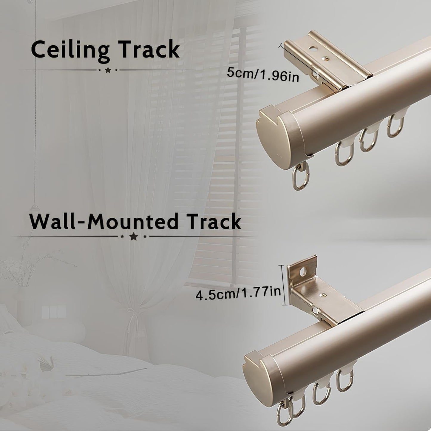 Customizable Heavy Duty Window Curtain Rods 2-19.7 FT, Durable Round Curtain Poles for Room Divider, Living Room & Bedroom (Bronze, 13.12ft/4x3.28ft)