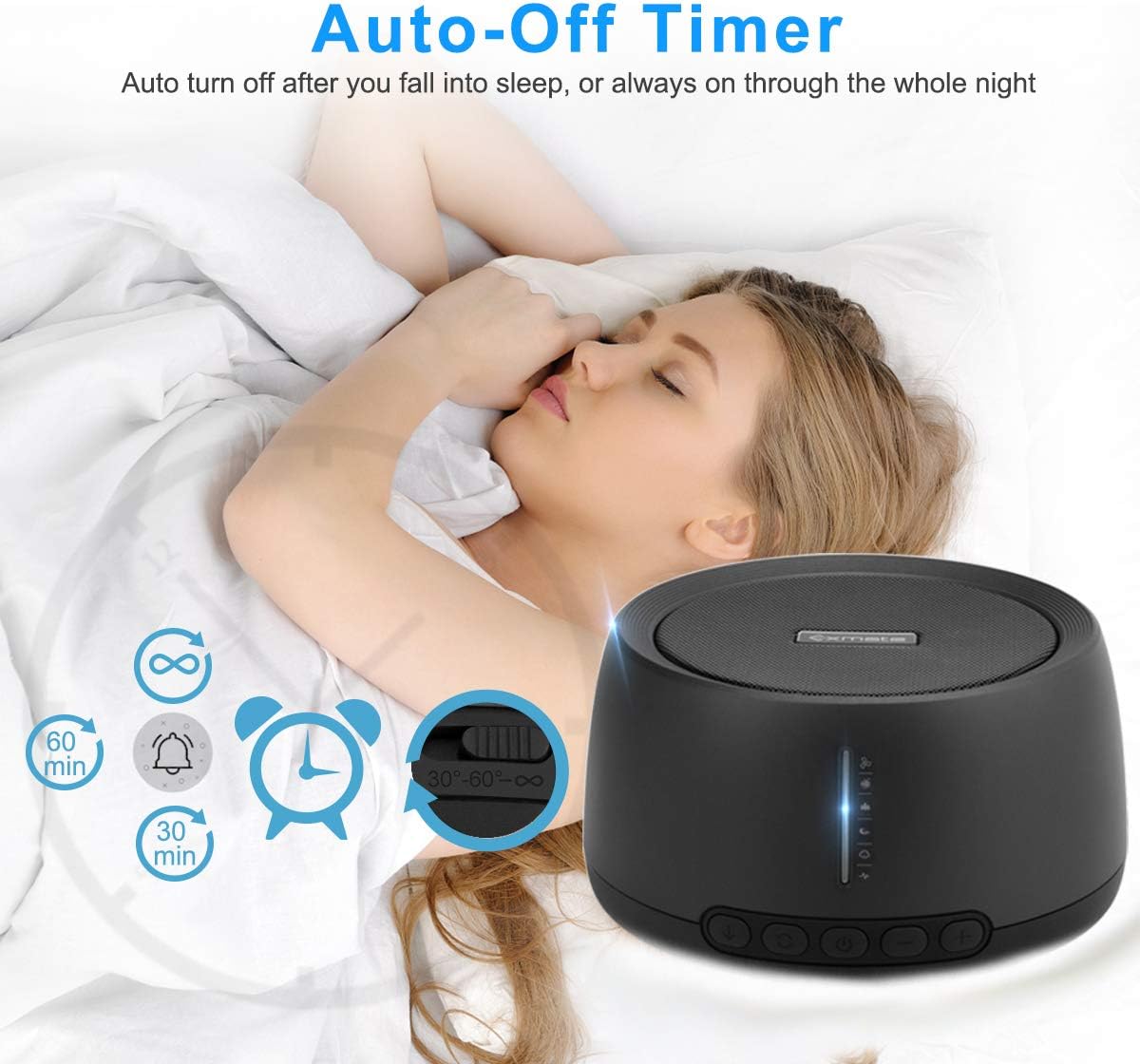 Sound Machine for Office Privacy, White Noise Machine for Sleeping Adults with 30 Non-Looping HiFi Soothing Sound, Memory Function and Timer Sound Machine for Adult Kid Home Office Travel