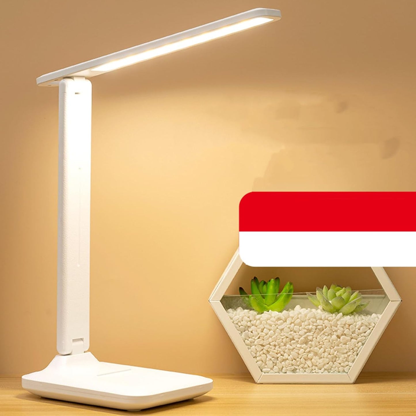 LED Desk Lamp, Touch Control Reading Table Lamp No Flicker 3 Color Modes Foldable Lamp for Table Eye Caring Reading Lamp for Office, Home, Dormitory, USB Interface 5V 1A(L)