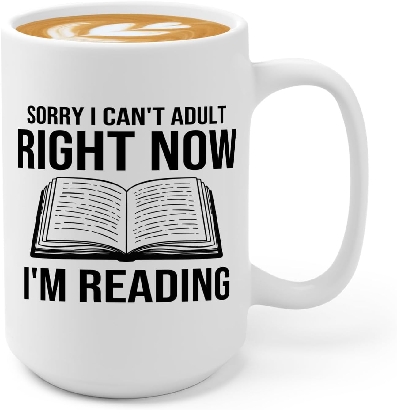 Book Lover Coffee Mug 15oz White -Sorry I cant - Bookworm Literature Library Book Lover Reader Booked Editor Intellectual Studious