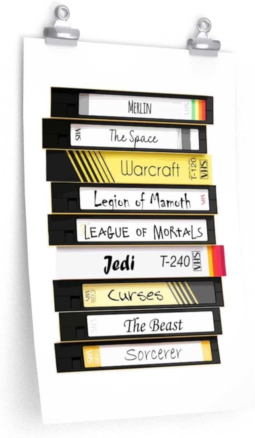 Personalized VHS Film Lovers Titles Poster Wall Art Bedroom Decor Customized Bookworm Canvas Library Room Wall Decor Unique Custom Bibliophile Name Framed Wall Art for Authors Writers (18x24 Poster)