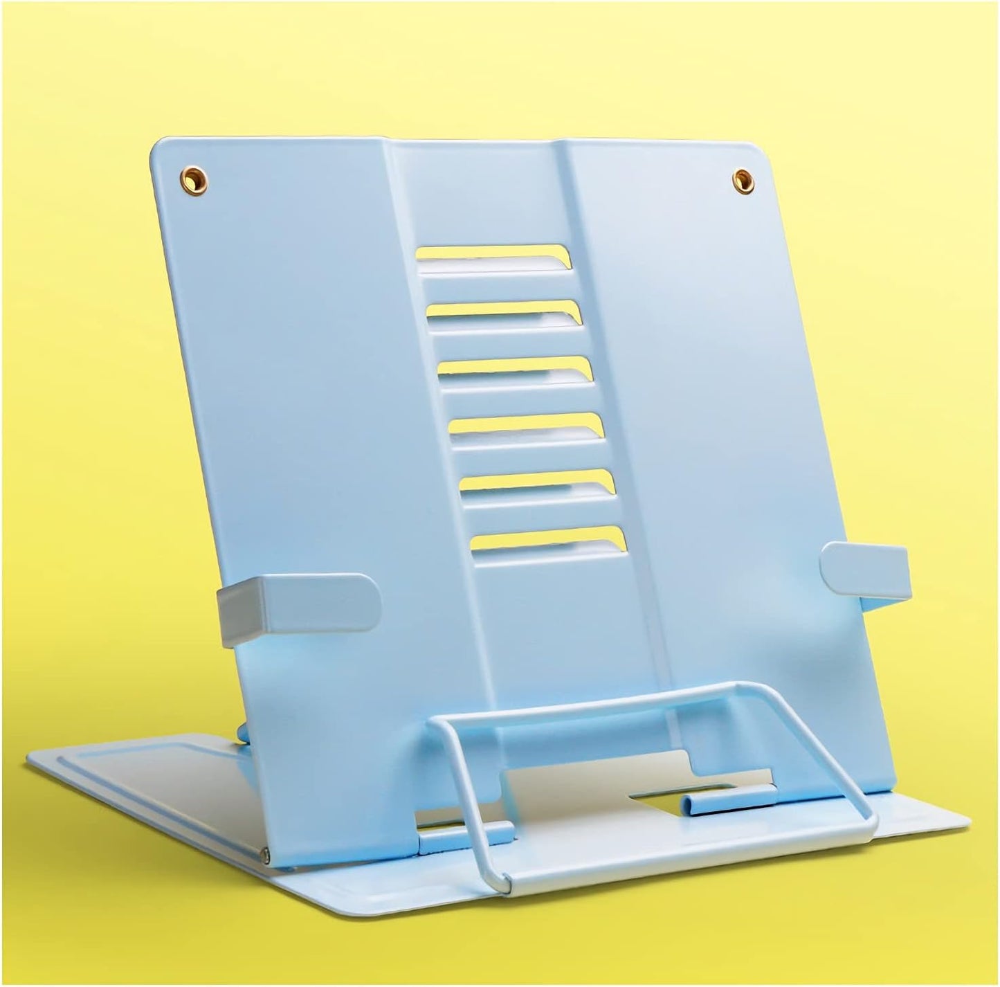 Book Stands and Holders for Reading Book Stand Metal Reading Stand Book Holder Adjustable Height for Desk Foldable Cookbook Textbook Tablet Portable 8.3 x 7.5 inch for Kitchen and Office (Blue )
