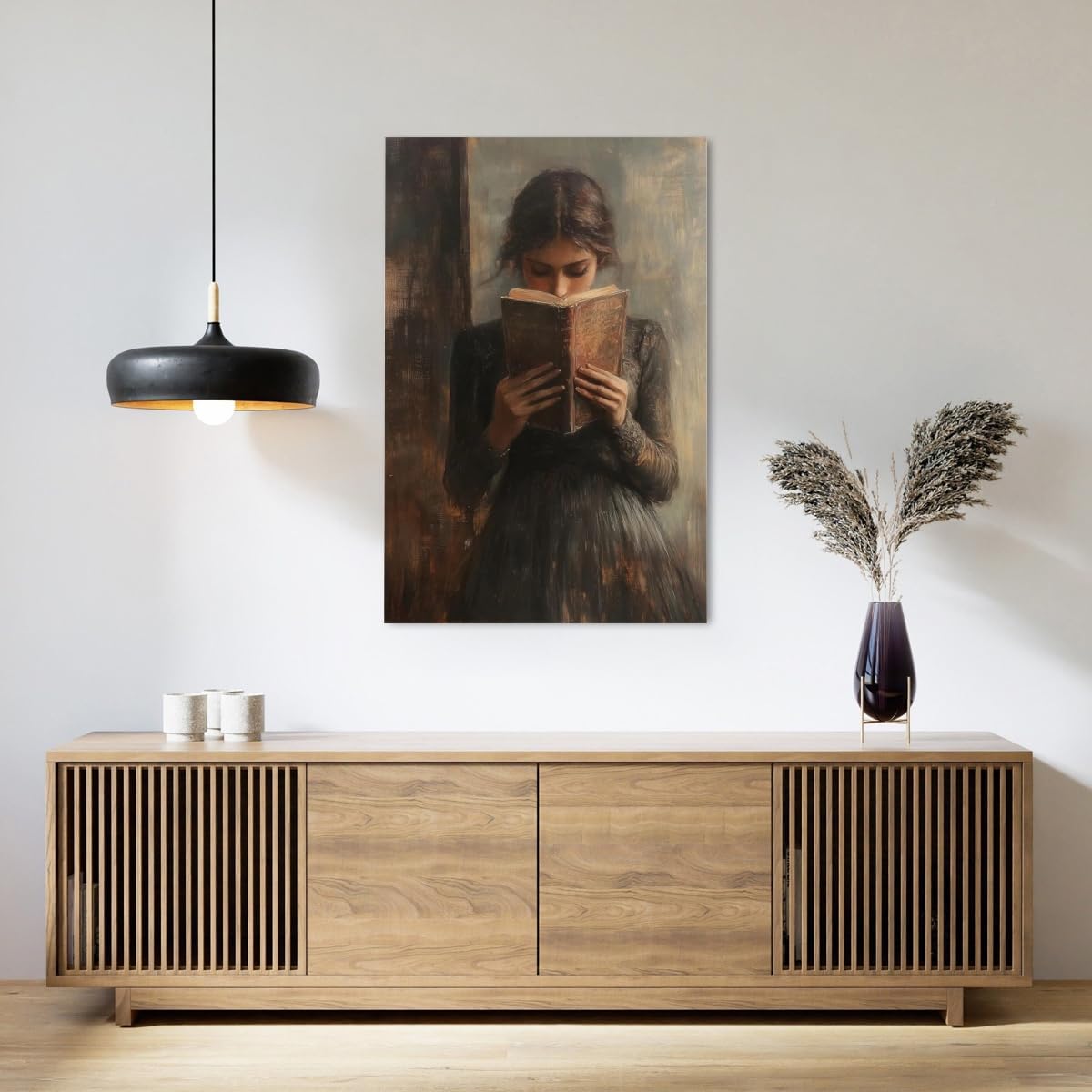 Vintage reading posters Library Book Wall Art Print Victorian Woman Reading Bookish Aesthetic poster Unique Neutral Art reading Decor Dark Academia bookish Room Wall Decor Framed12x16inch