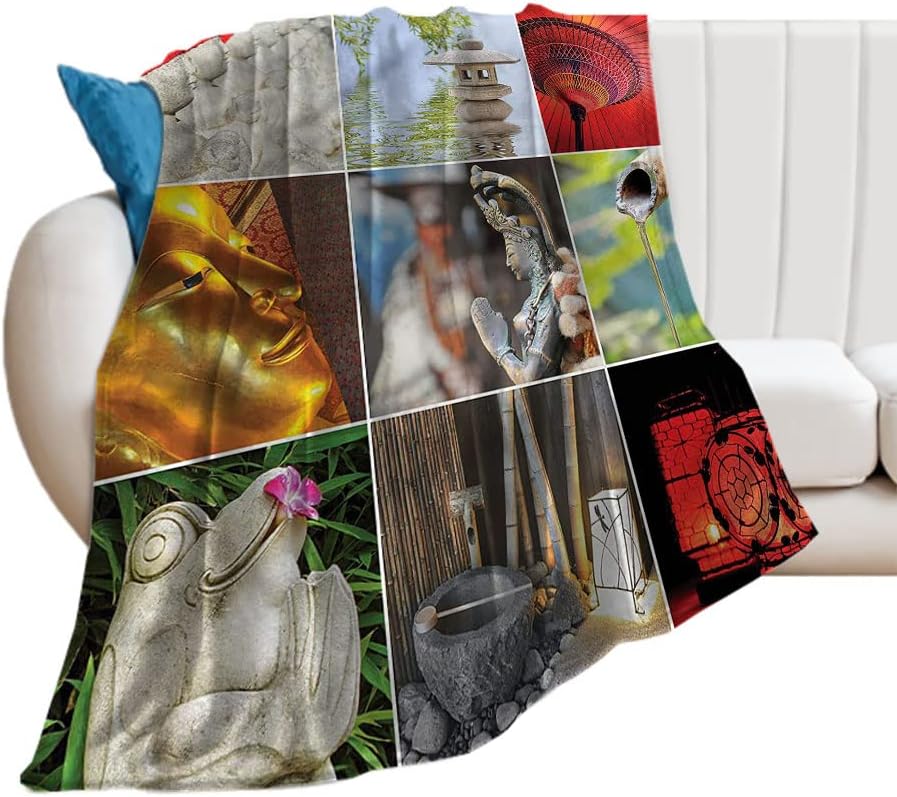 Flannel Blanket, Flowers Clouds Mountain, Keep WarmNature Soft and Cozy Throw Blankets, 30 x 40inches, Living Room, Multicolor