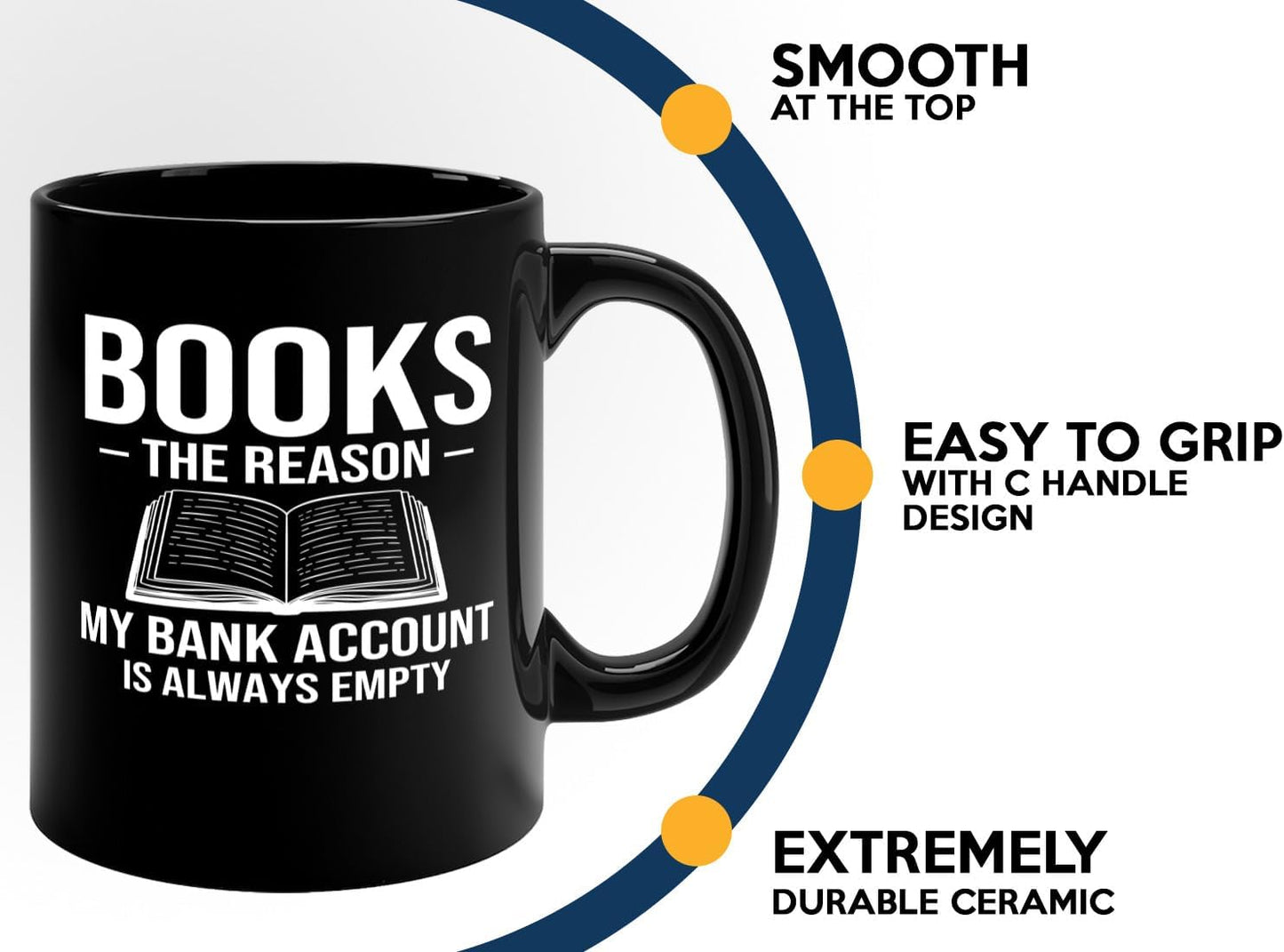 Book Lover Coffee Mug 11oz Black -Books The reason - Bookworm Literature Library Book Lover Reader Booked Editor Intellectual Studious