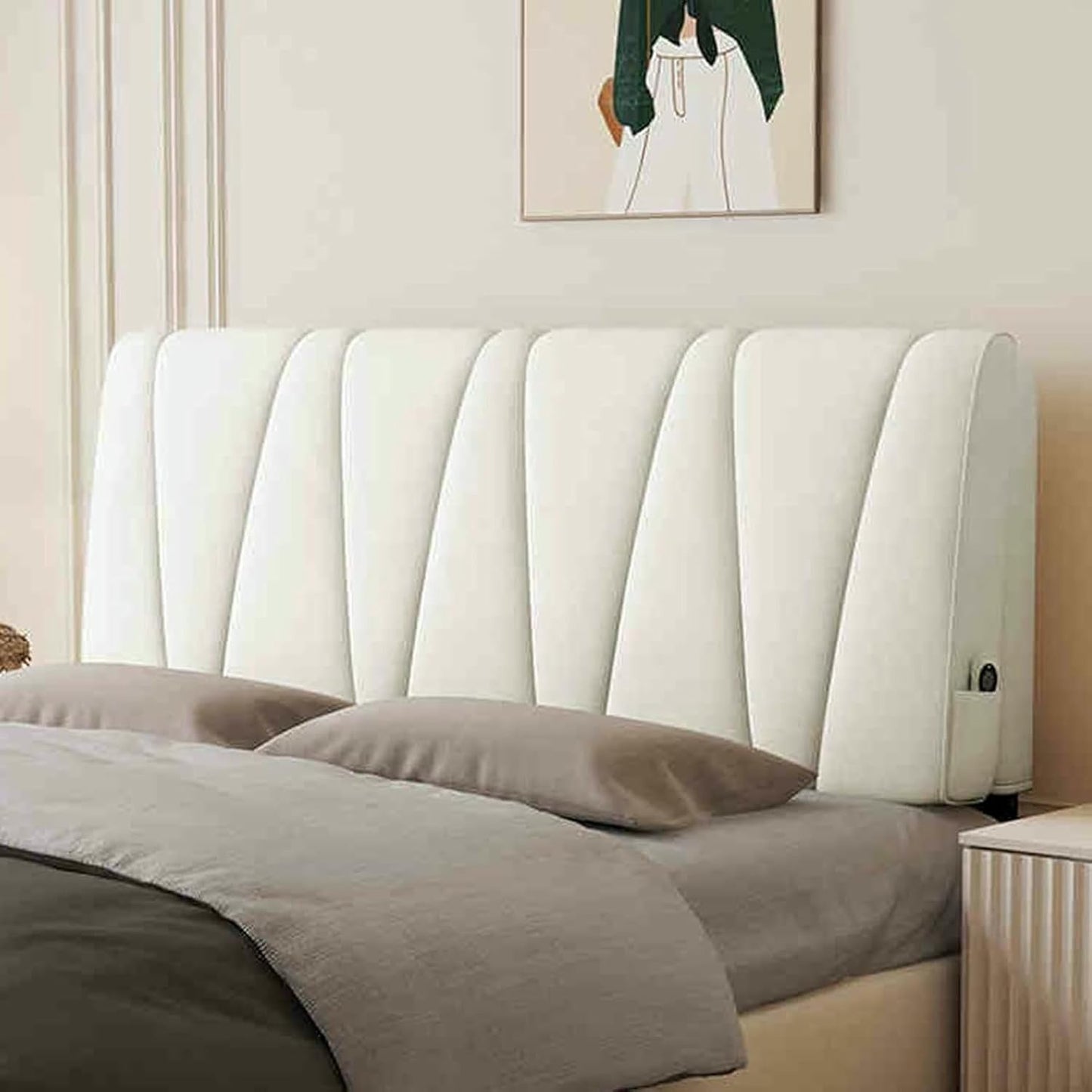 Blue,Paste/35x23x4In,Headboard Pillow Stripe Bedside Cushion Rectangle Headboard Upholstered Bedroom Solid Color Backrest Removable Lumbar Cushion for Bunk Bed Daybed