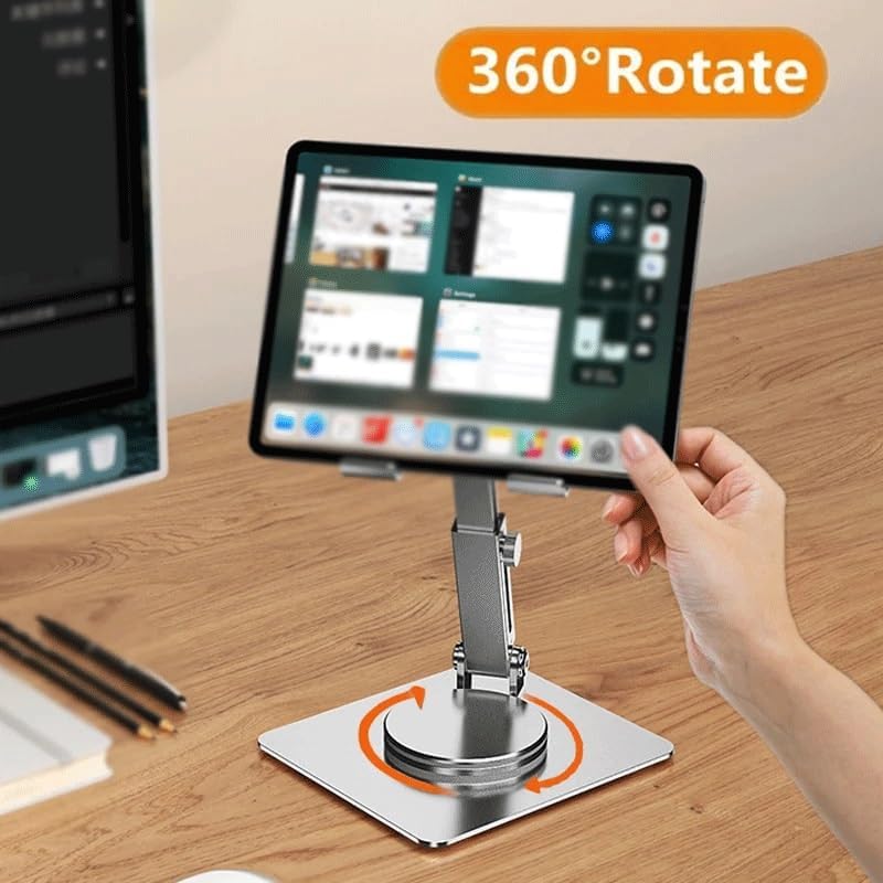 Tablet Stand Desktop 360 Degree Rotation, Multi Angle Height Adjustable Folding Suitable for