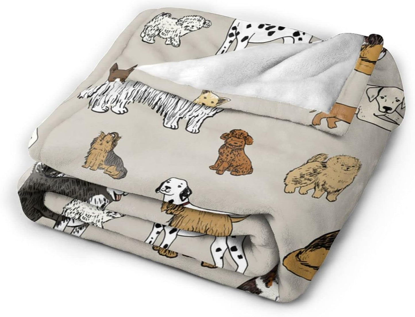 Perinsto Cute Dogs Animal Throw Blanket Ultra Soft Warm All Season Decorative Fleece Blankets for Bed Chair Car Sofa Couch Bedroom 50"X40"