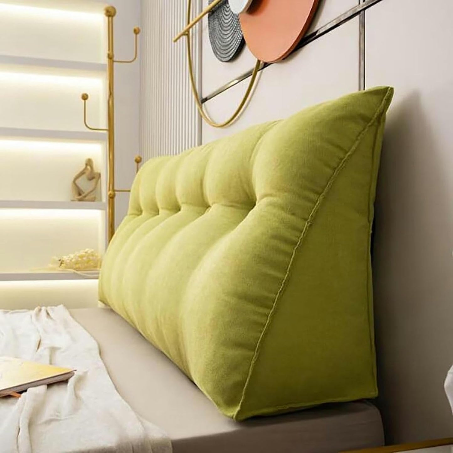 Large Headboard Pillow Teal Triangular Headboard Wedge Bed Rest Reading Pillow Backrest Positioning Support Bolster Cushion with Removable Cover