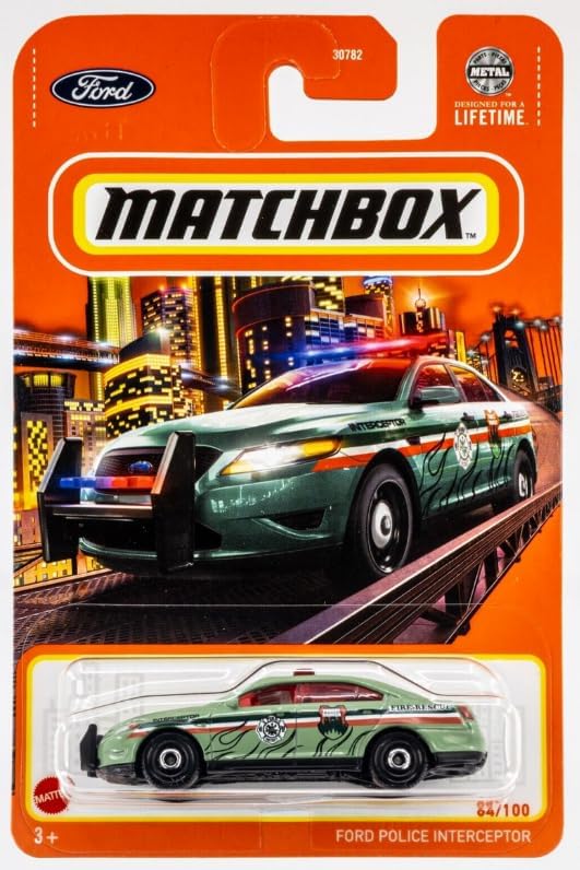 Matchbox Ford Police Interceptor [Green] (Forest Ranger Fire Rescue) 64/100, 1:64 Scale Diecast Vehicle