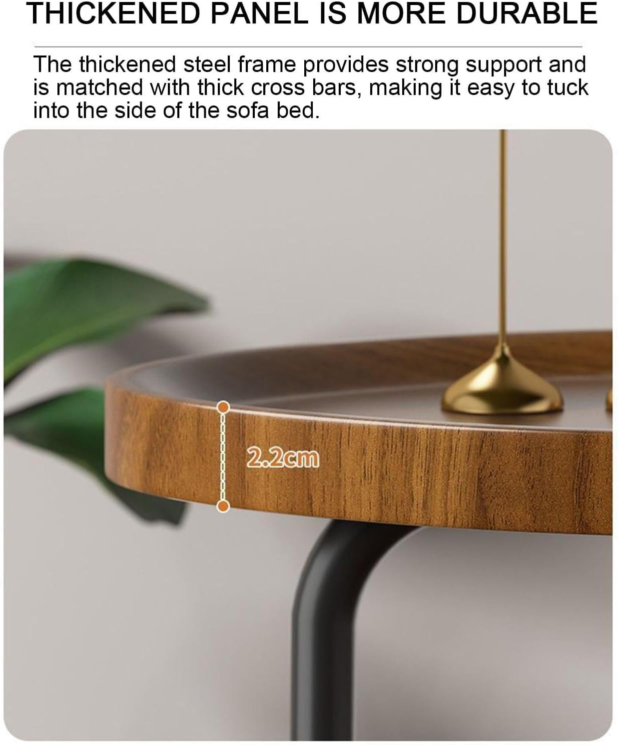 C-Shaped Modern End Table, Small Couch Side Table with Metal Legs, Nightstand for Living Room & Bedroom, Versatile Tray Table for Sofa & Armchair (Color: G)