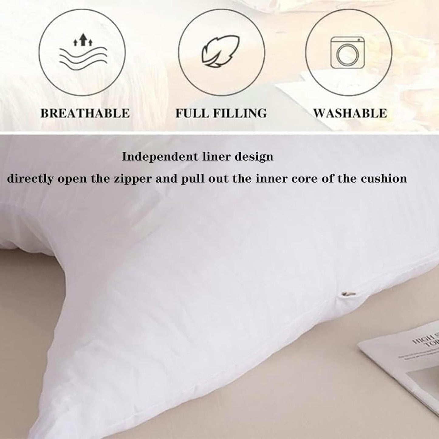 Reading Support Pillows, Removable Pearl Cotton Filling Headboard Back Cushion Daybed Bunk Large Wedge Pillow Bed Rest Pillows(Pink,180cm)
