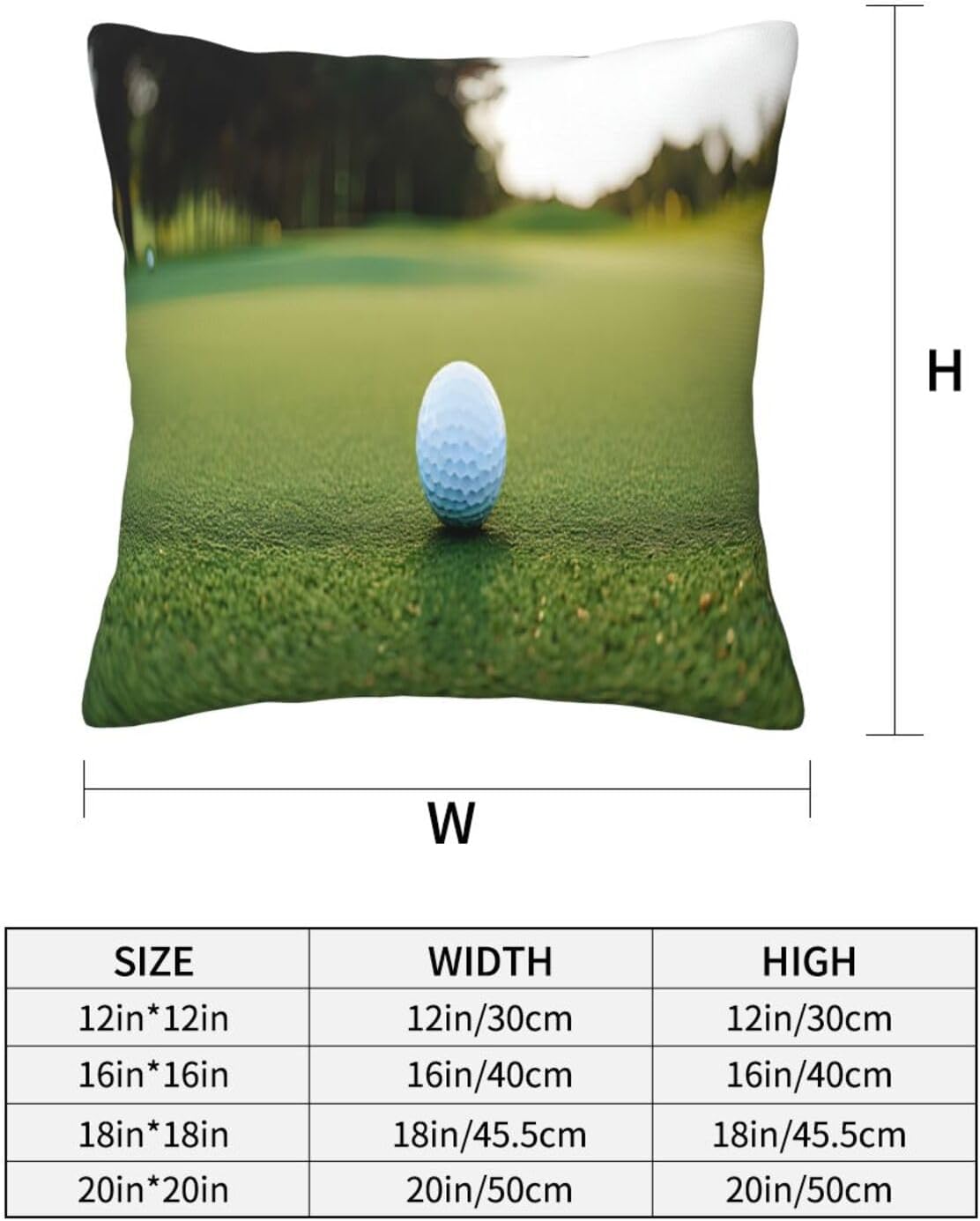 All-Season Square Pillow Covers 18"X18", Golf, Decorative Throw Pillow Covers for Sofa Bed Couch, Hidden Zipper Cushion Cover, Square Lumbar & Accent Pillowcases for Home Decor