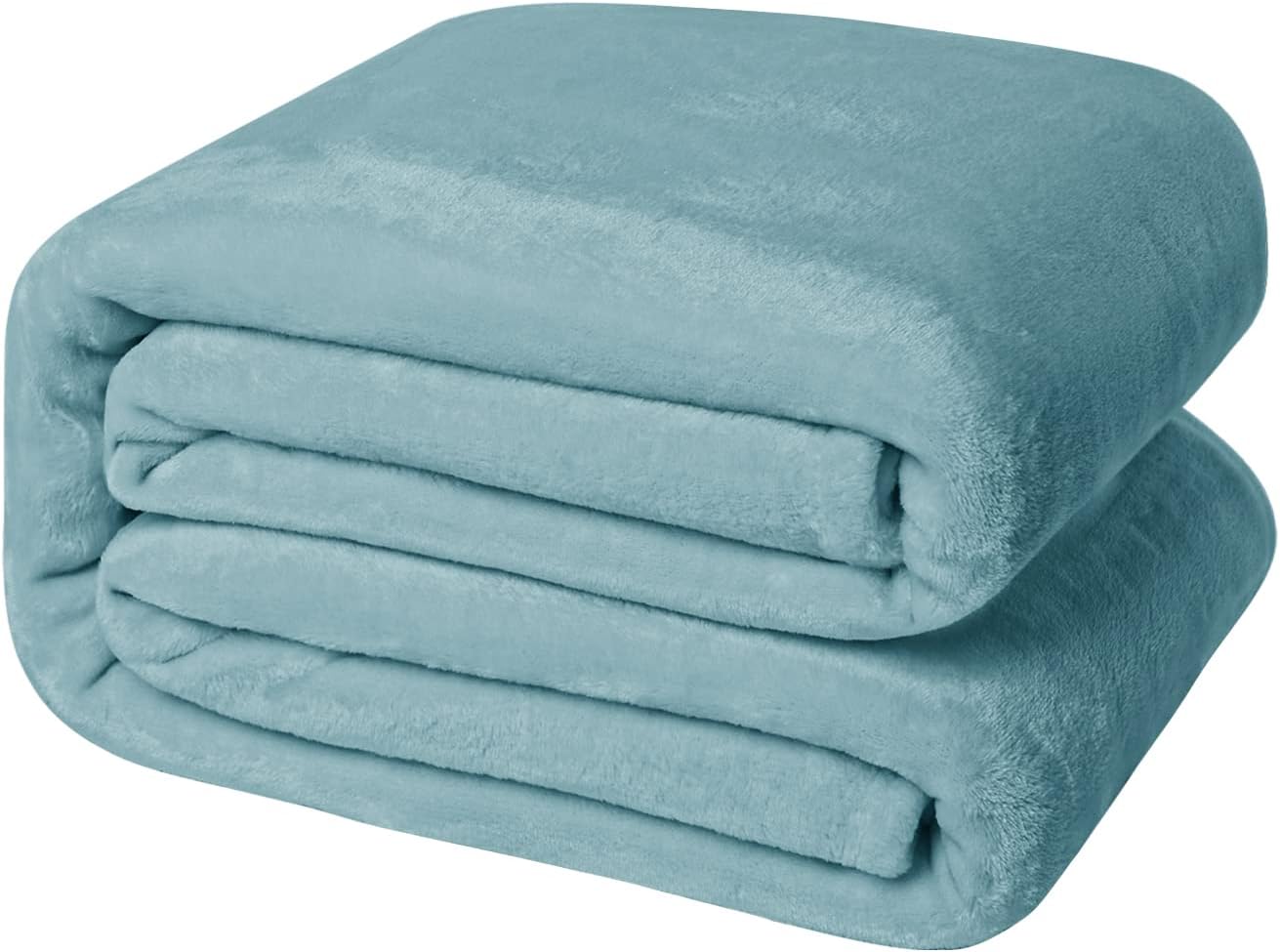 StangH Flannel Fleece Soft Throw Blankets Twin Size, Lightweight Microfiber Fuzzy Blanket for Couch, Warmer Bed Blankets for All Seasons Sofa & Dorm, (Twin Size 60 x 80, Stone Blue)