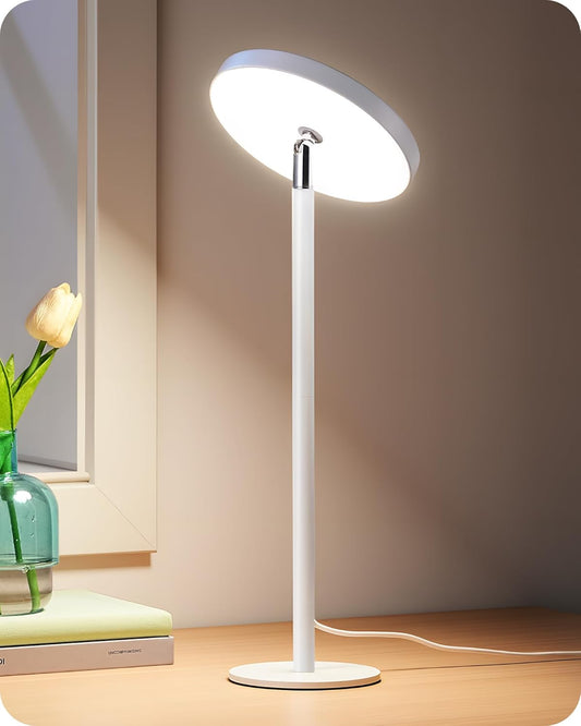 EDISHINE LED Table Lamp with 2 Adjustable Height, 5%-100% Dimmable & 3 Color Temperature, Touch Control, Modern Desk Lamp for Home Office, Living Room, White