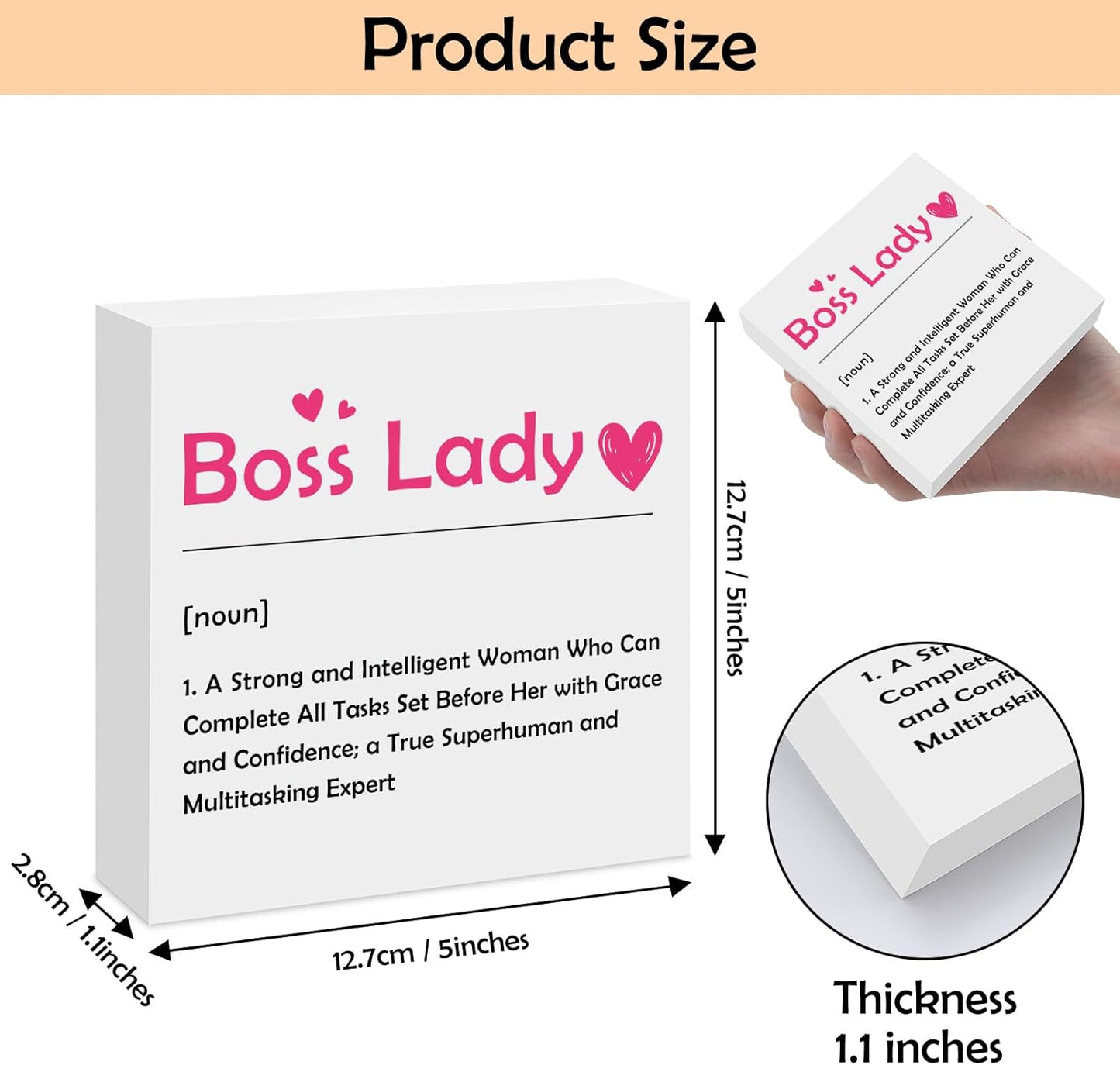 Wood Box Sign Gifts for Boss Lady Boss Gifts for Women Thank You Appreciation Gift for Female Leaders Manager Christmas Birthday Retirement Leaving Going Away Present Female Leader