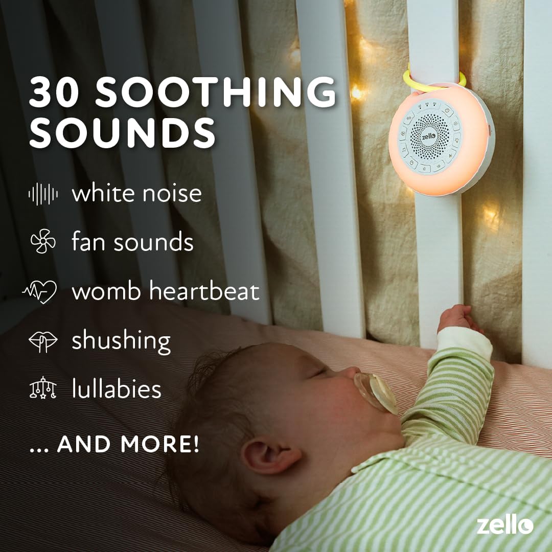 Zello | Portable Pro Max White Noise Machine | 30 Sounds | 55+ Hours Battery Life | 7 Colour Night Light | Child Lock | Sleep Timer | USB Rechargeable | Baby Sleep Aid | Sleep Sound Machine