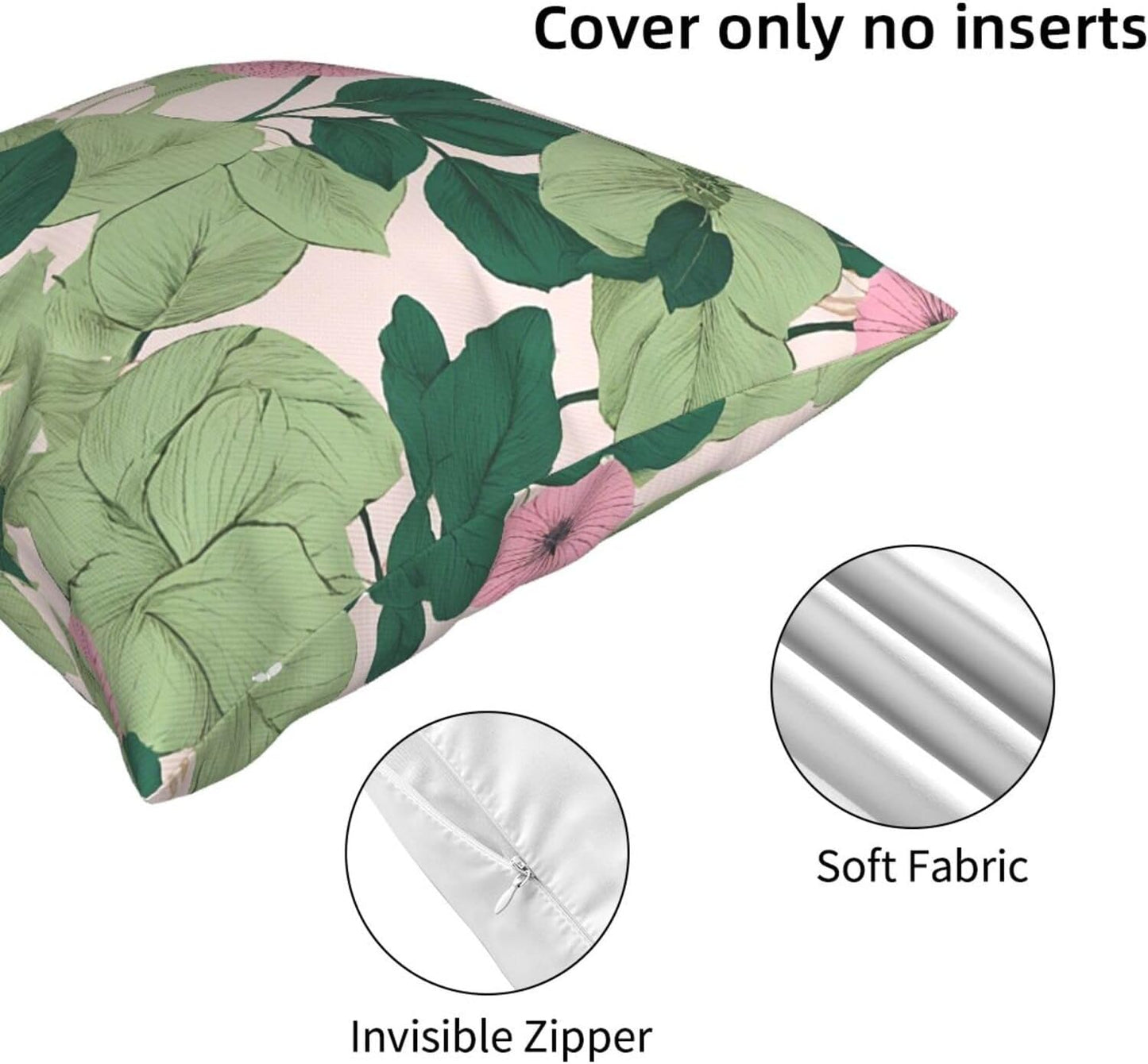 All-Season Square Pillow Covers 18"X18", Black Lily Pads, Decorative Throw Pillow Covers for Sofa Bed Couch, Hidden Zipper Cushion Cover, Square Lumbar & Accent Pillowcases for Home Decor