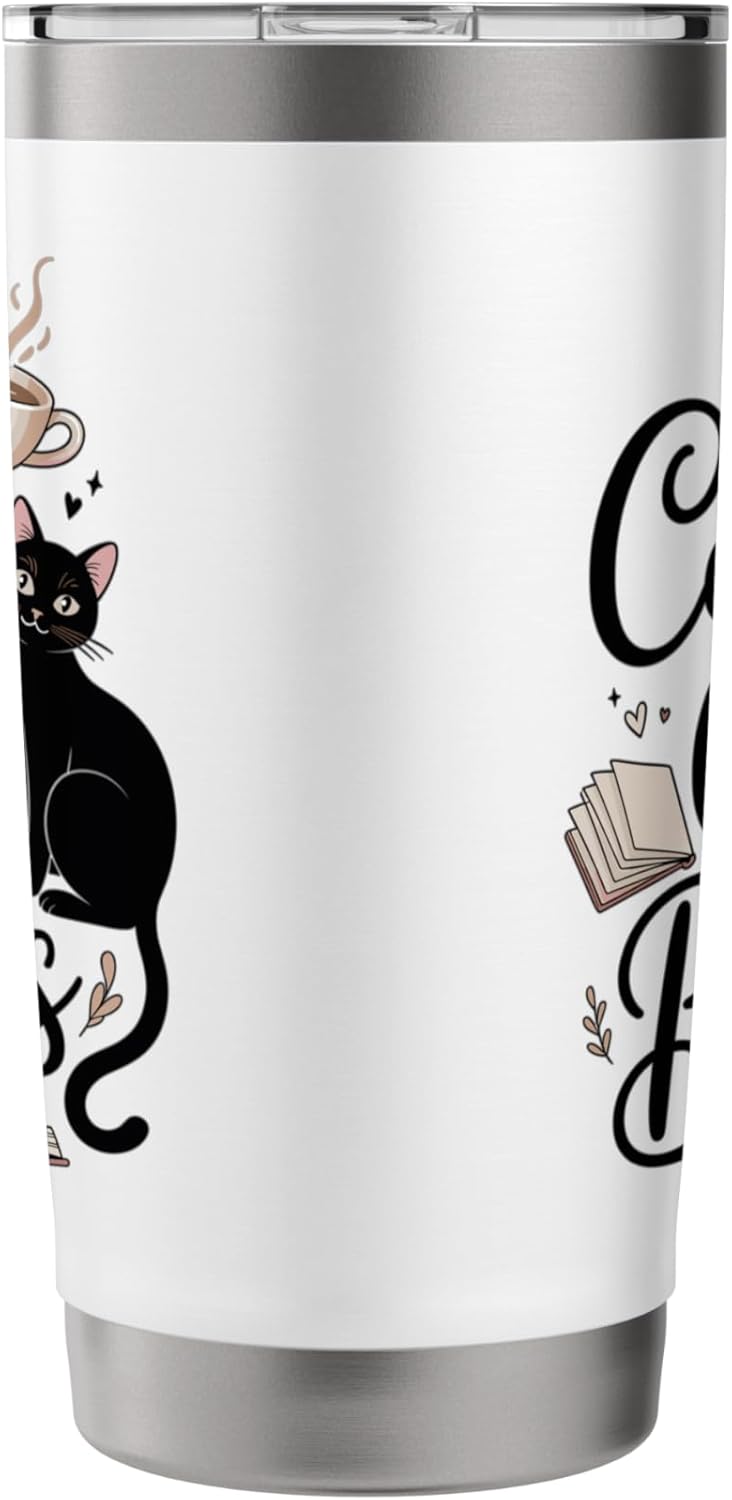 Coffee Cats & Books Funny Book Lover Reading Humor Stainless Steel Insulated Tumbler