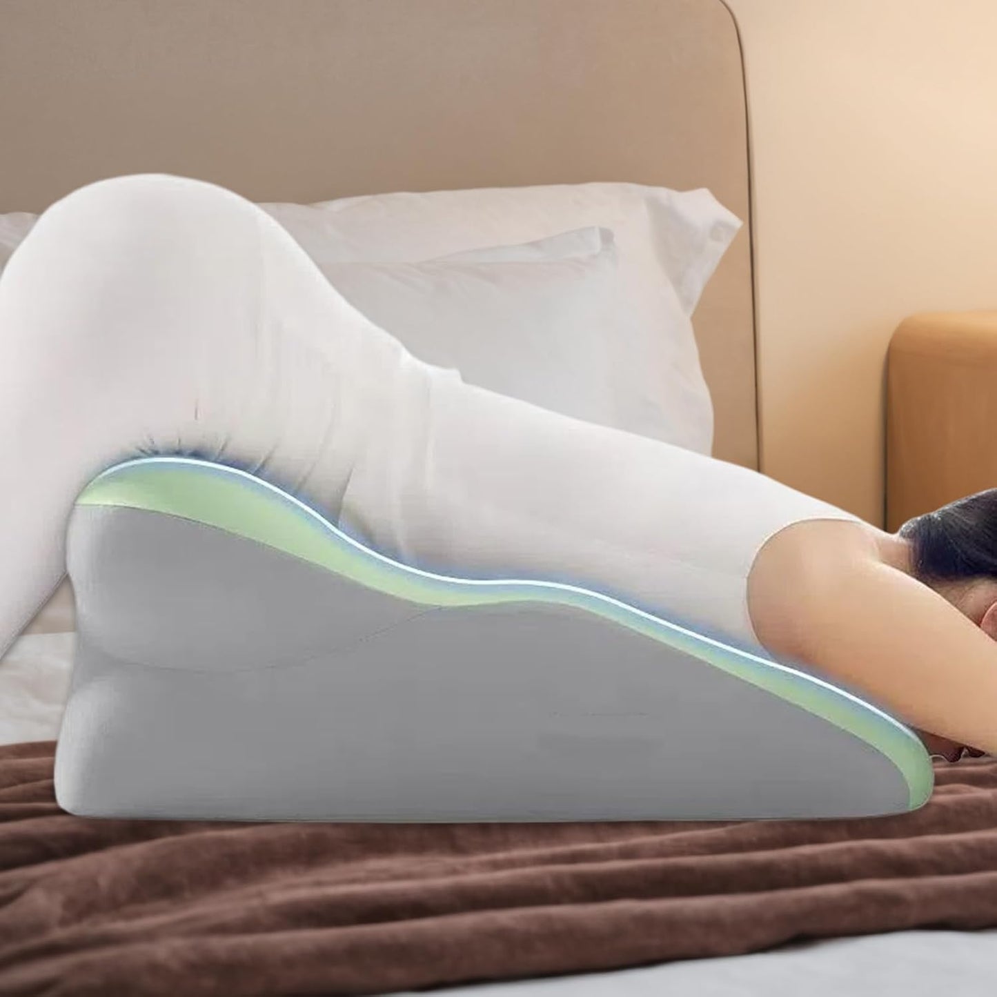 Ergonomic Pillow Wedge, Sleeping Wedge Pillow, Memory Foam Back Cushion, Support Accessory with Washable Cover, Adult with Side Sleeper Design Home Tool for Lying Sitting Reading