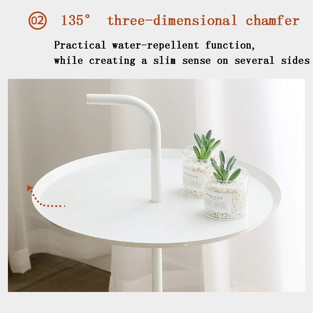 Side Table Coffee End Table Balcony Sofa Table with Handle Removable Bedside Table for Indoor/Outdoor/Reading/Drinking Tea (Black White) Corner Table (Color : White Size : L) (White Small)