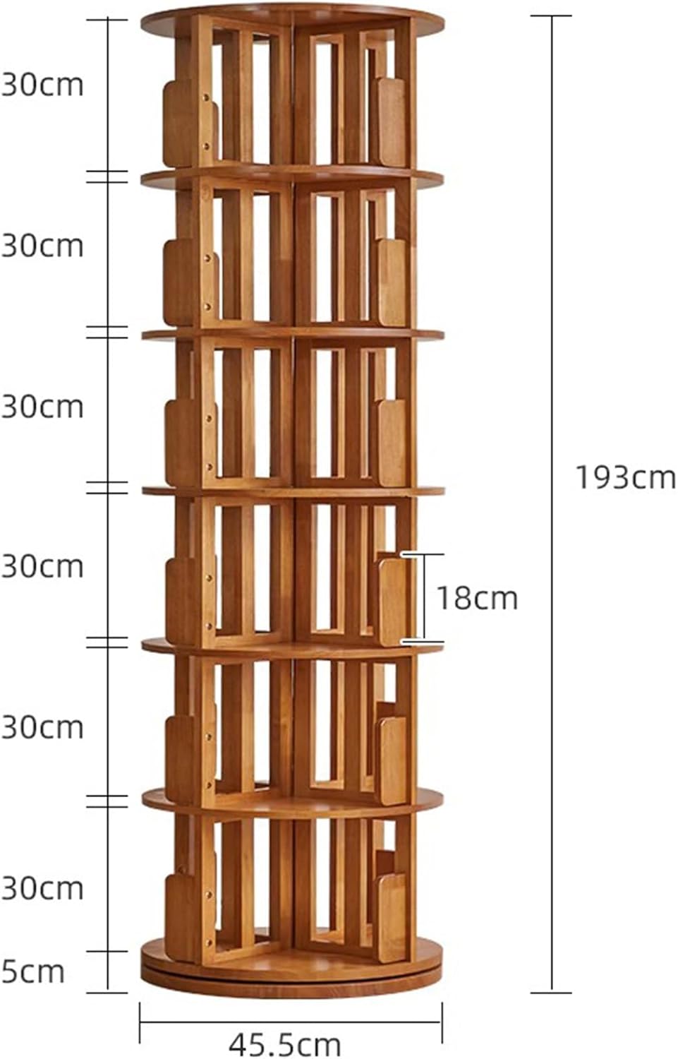 Rotating Bookcase, Multi-Layer Solid Wood Bookshelf, 360 Degree Design, Holds 300+ Books, Ideal for Home & Children's Rooms, Floor-to-Ceiling Storage Solution