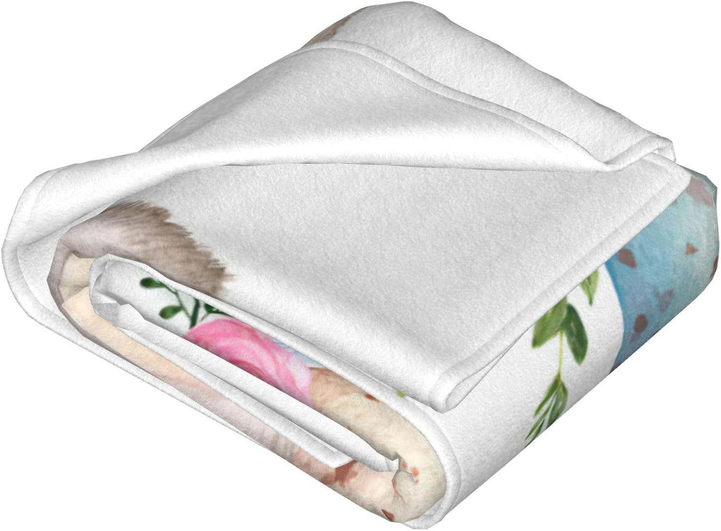 Happy Easter Rabbit Fleece Throw Blanket for Women, Super Soft Blankets and Warm Throws, Cozy, Lightweight Cute 50" x 60" Anti-Pilling Flannel Blanket for Couch, Sofa and Bed