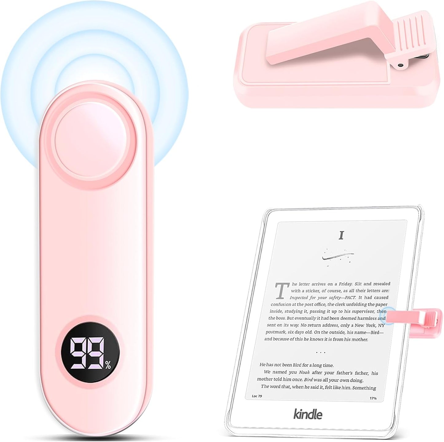 Page Turner for Kindle Paperwhite, RF Remote Control Clicker Page Turner Kindle Accessories for iPhone,iPad, Android Tablets Reading Novels,Camera Video Record&Shutter Selfie (Pink)