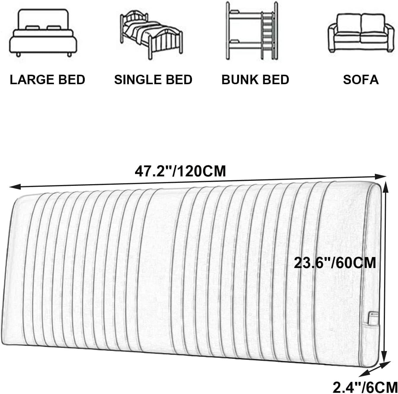 Headboard Cushion Rest Reading Wedge Pillows Bed Support Bolster Upholstered Headboard Backrest Positioning Lumbar Neck Pillow(Size:No headboard 47.2"/120cm,Color:A)