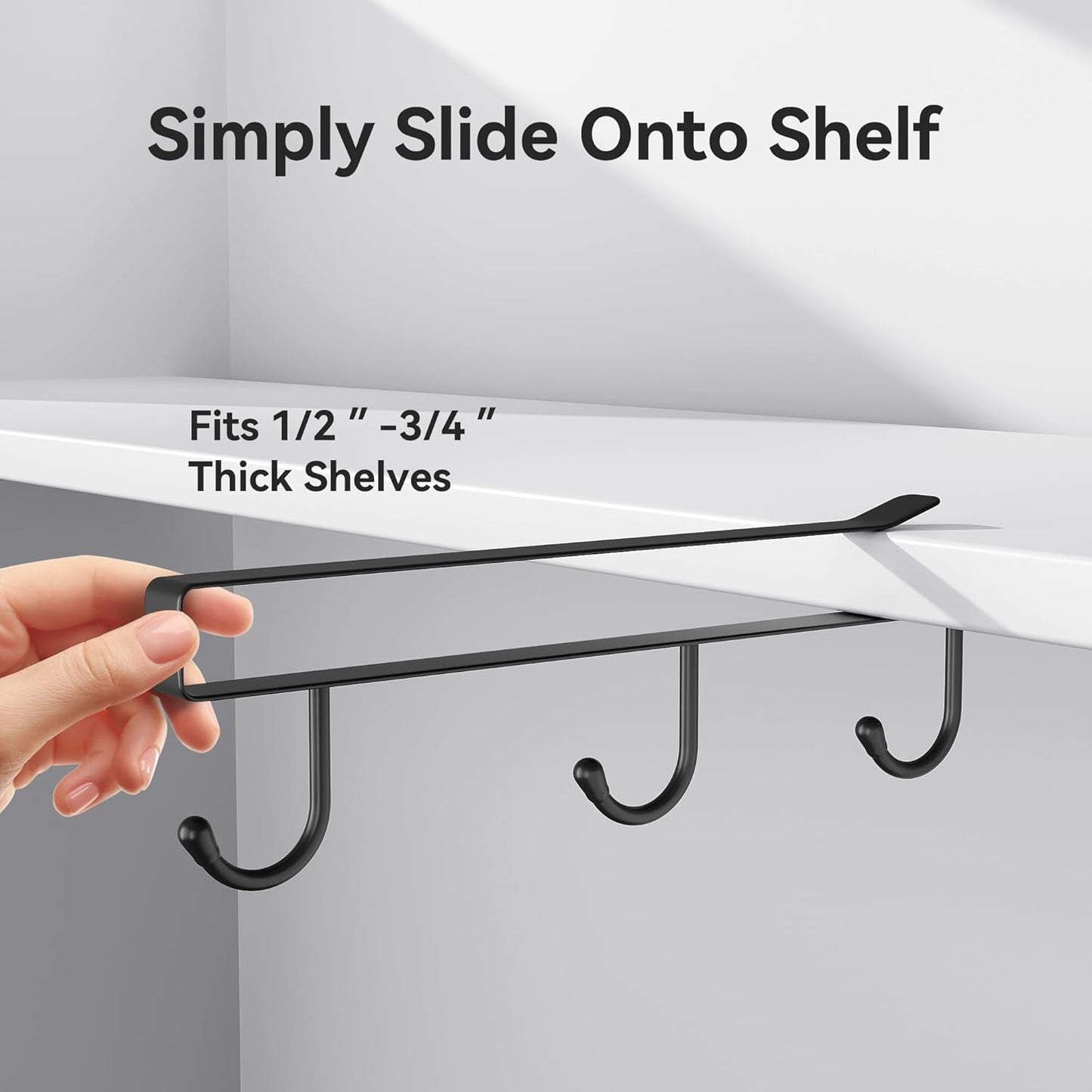 ECROCY Coffee Mug Holder Under Cabinet, 3pcs Coffee Cup Holder Only Fits Flat Shelf Without Any Lip, Clip-On Mug Hooks No Drilling Free Damage