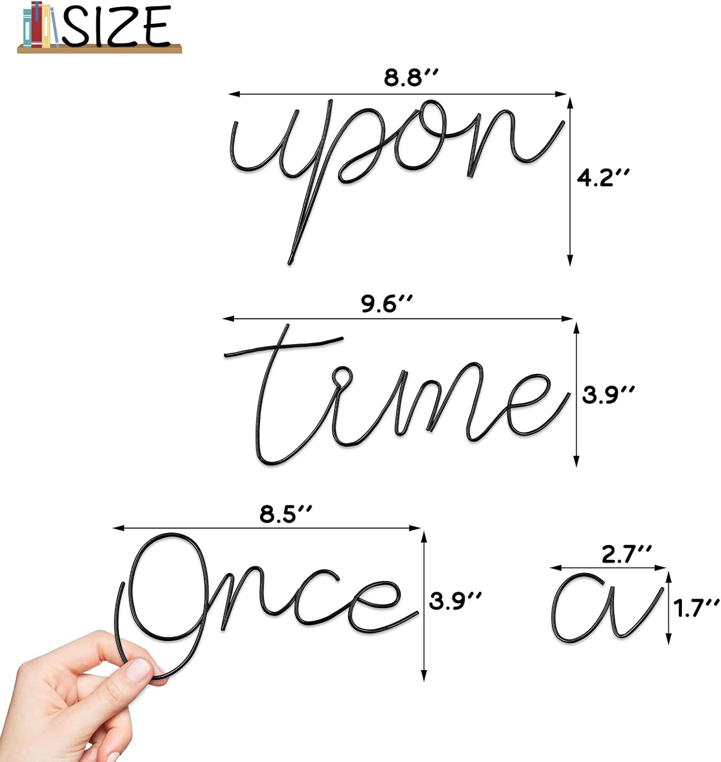 Qmetalart Once Upon a Time Metal Wall Art, Handmade DIY Nursery Wall Decor for Toddlers Bedroom Kids Bookshelf Reading Book Nook Birthday Gift Ideas