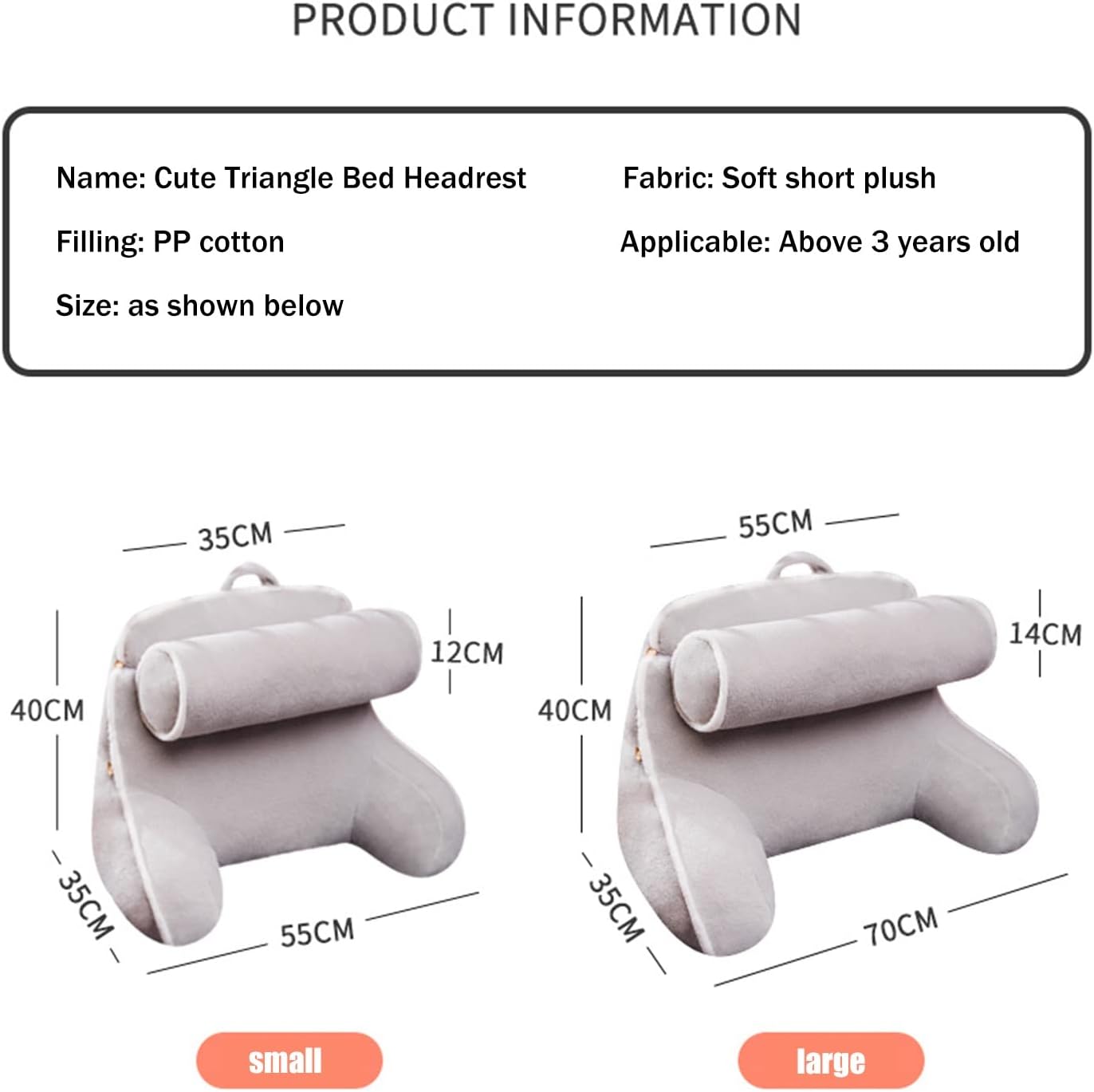 Reading Pillow Bed Rest Support Cushion with Arm, Adults Back Lumbar Upholstered Large Bolster with Neck Pillow,for Reading/Watching TV/Sitting Up in Bed/Couch,Removable wash