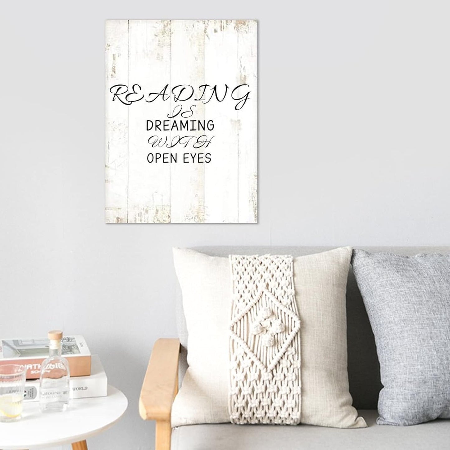 Alioyoit Vintage Style Wood Sign Inspirational Words Reading is Dreaming with Open Eyes Wooden Plaque for Porch Garden Yard Living Room Farmhouse Kitchen Coffee Bar Bathroom Decor 12x16inch