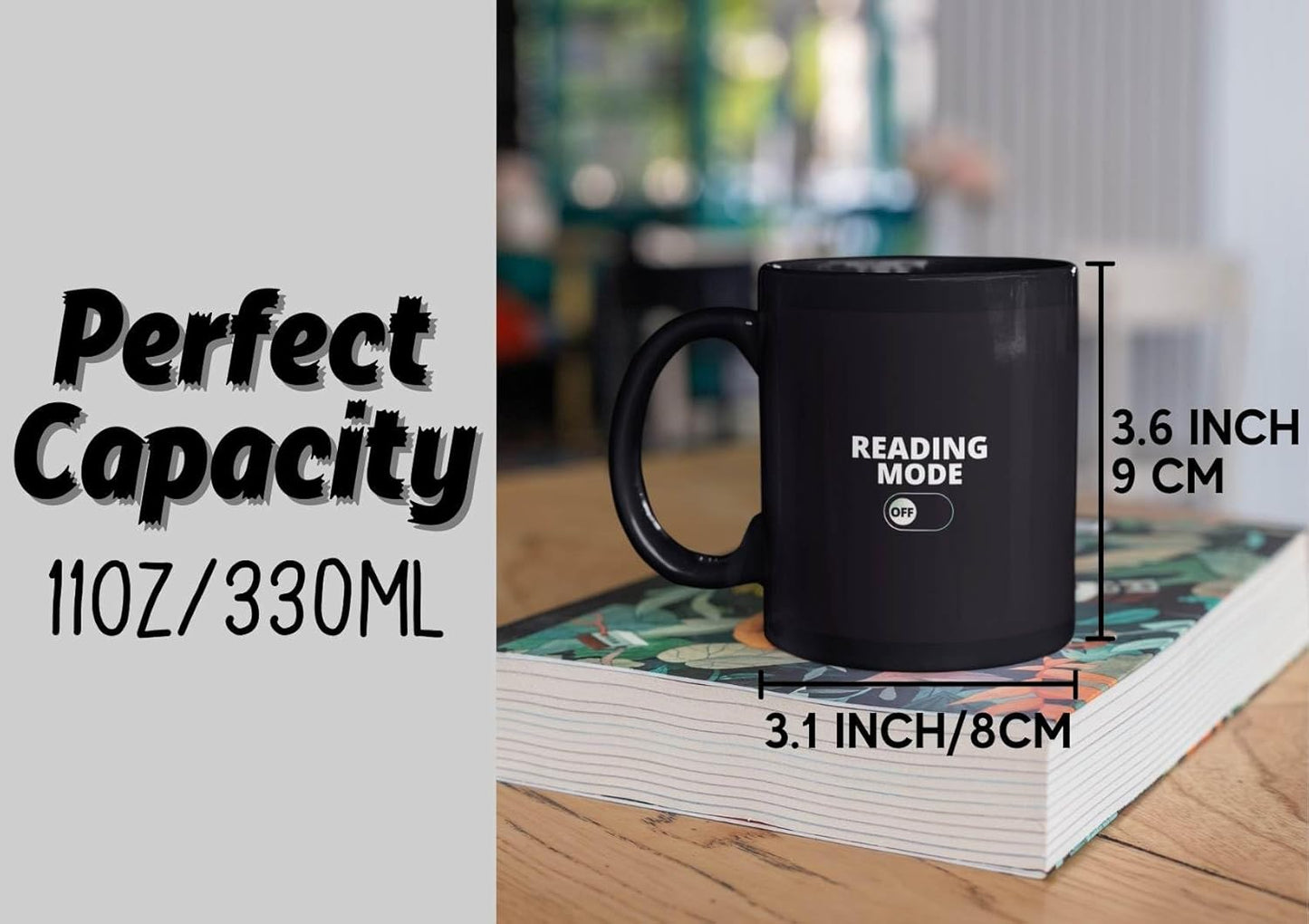 Onebttl Funny Book Lovers Color Changing Coffee Mug - Reading Magic Heat Changing Mug - Book Lovers Gifts for Women - Reading Gifts for Book Worms, Librarians, Readers - (Black)