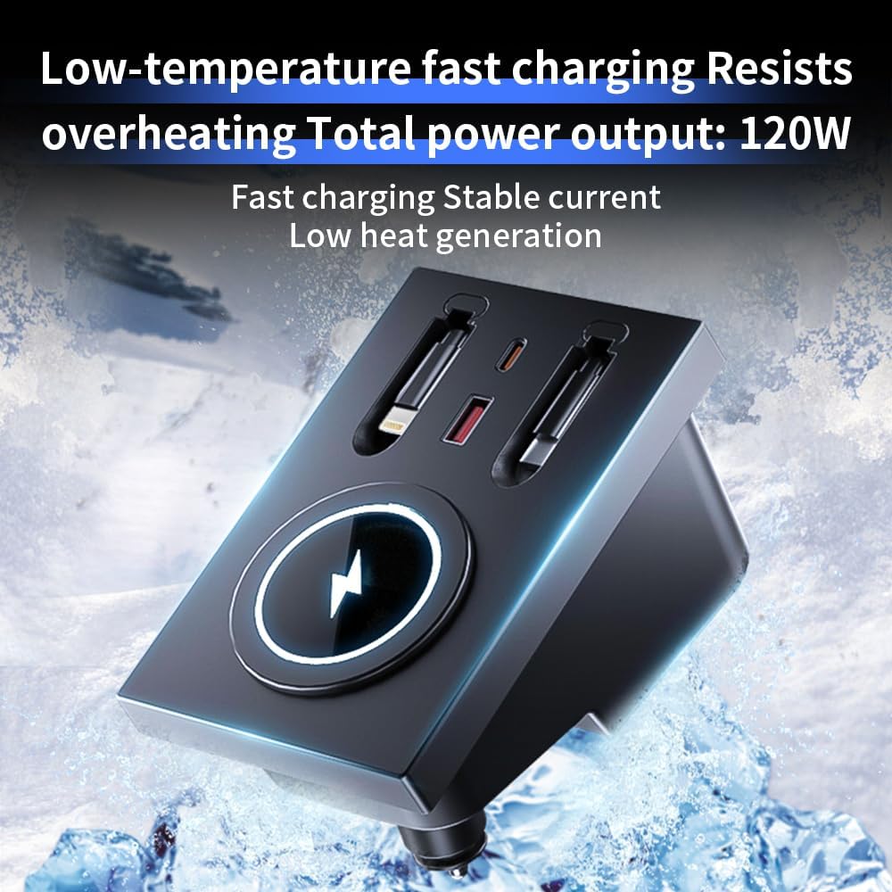 Car USB Hub Docking Station for Volvo XC60 XC90 S90 V90 S60 V60 Type-C Fast Charger Auto Interior Centre Console Accessories Cigarette Lighter Decoration Phone Wireless Charging Adapter