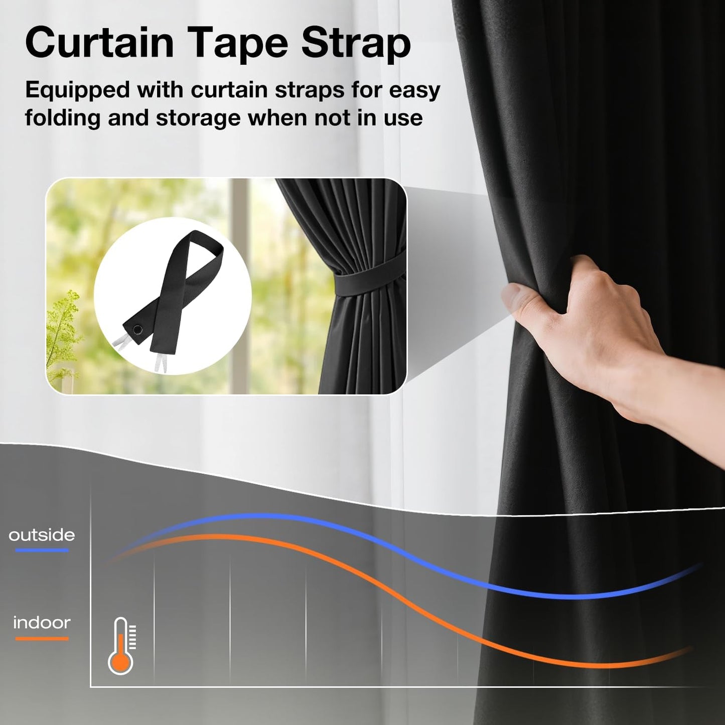 Room Divider Curtains, Blackout Curtains with Bendable Ceiling Curtain Track, Partition Room Dividers Extra Wide Thermal Insulated Soundproof Curtains Floor to Ceiling Curtains (Black, 100W X 84L)