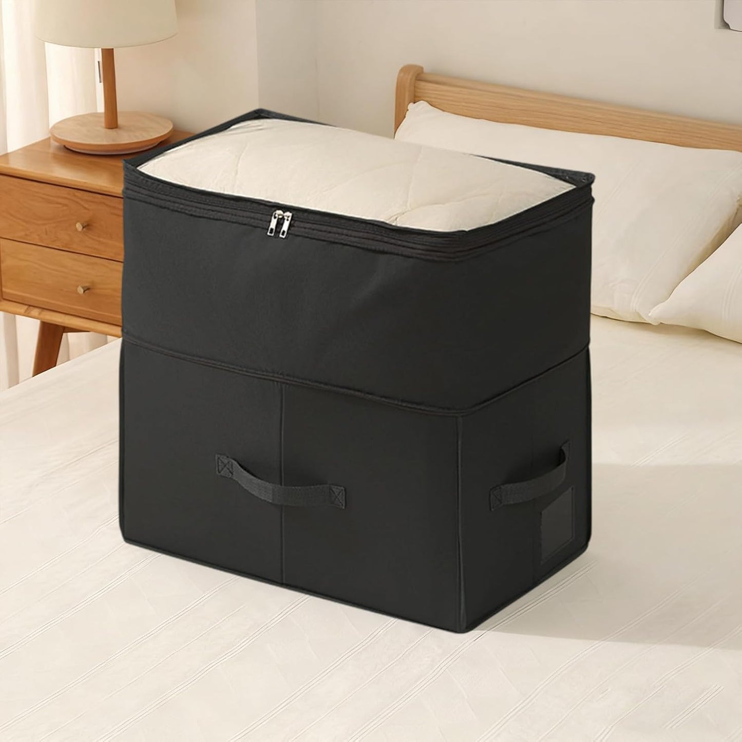 Under Bed Clothes Storage - Large Capacity Foldable Waterproof Box,Under The Bed Storage,for Quilts Blankets Seasonal Clothing Bedding Closet Garage Basement Attic Bedroom Home