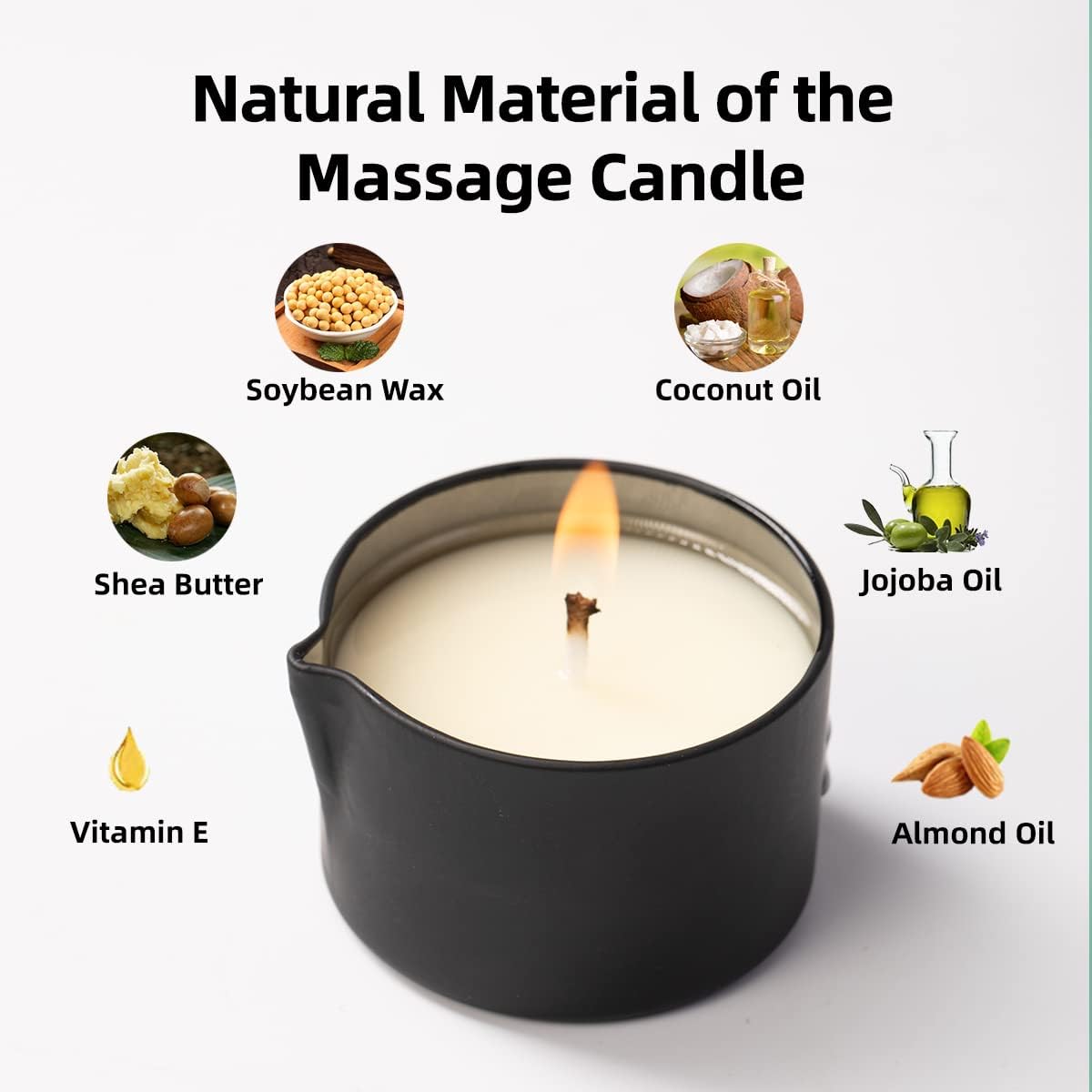 Low Temperature Pure Natural Soybean Oil Candle Massage Wax, Home Scented Aromatherapy Candle for Body Treatment and Skin Moisturizing Jasmine Scent 2.35 OZ