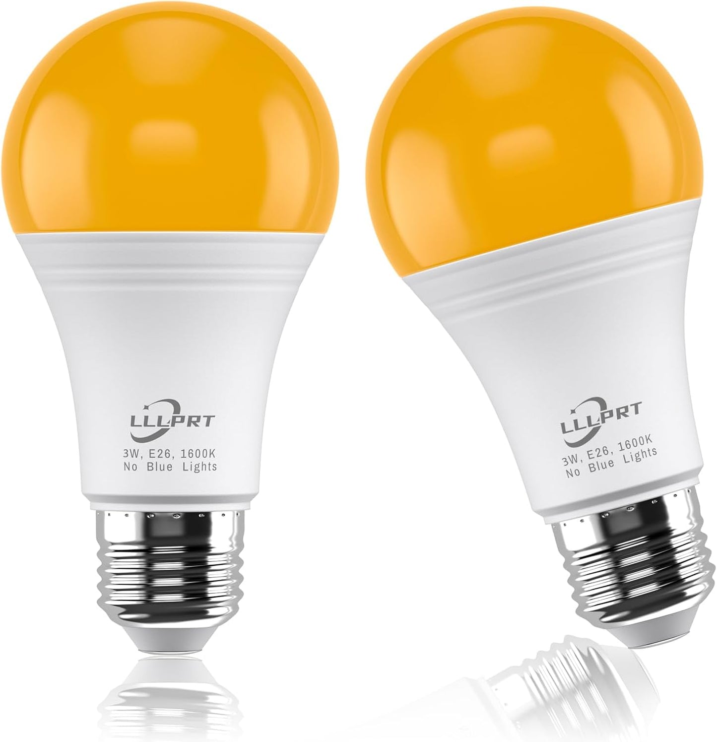 3W Amber Night Light Bulbs, 2 Pack Dimmable LED Warm White 1600K, Sleep Aid, Blue Light Blocking, Energy Saving, E26 Base Soft Light Bulb for Bedroom, Nursery, Mood Light