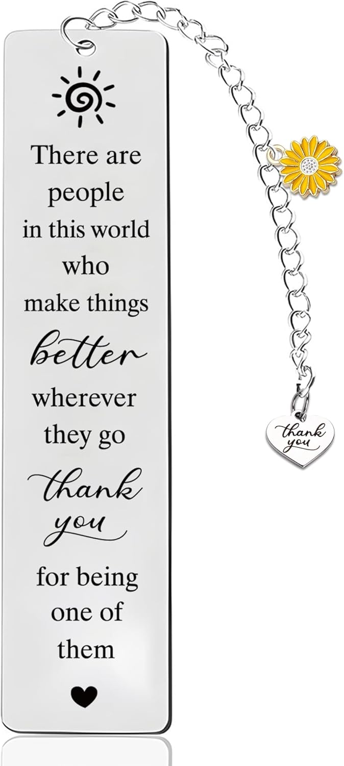Thank You Bookmarks Gifts for Book Lovers, Metal Book Marks Engraved Thank You for Being One of Them, Appreciation Gift for Men Women Teacher Coworkers