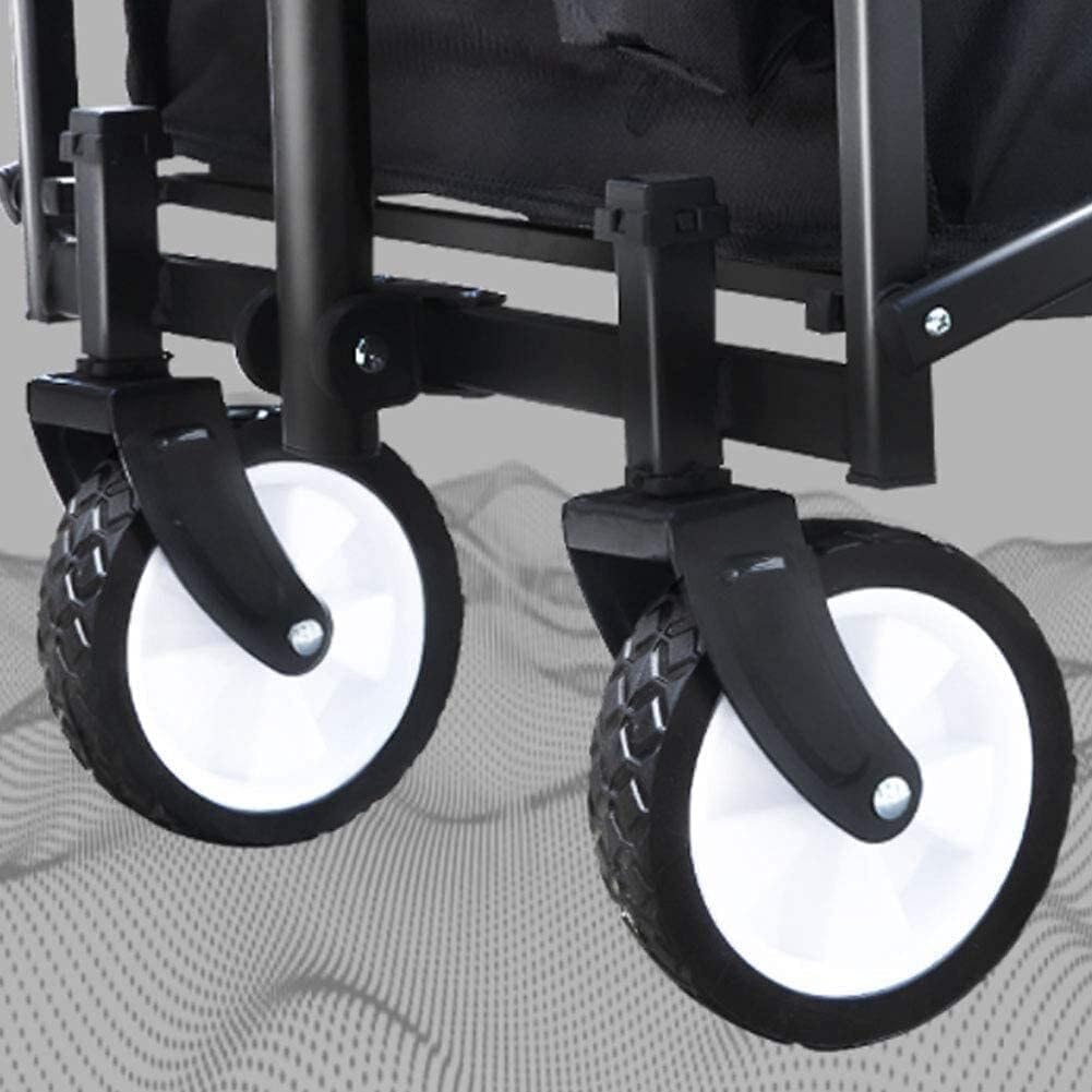 Folding Camping Utility Wagon with Adjustable Handle, All-Terrain Wheels, Heavy Duty Portable Garden Cart 100kg Load