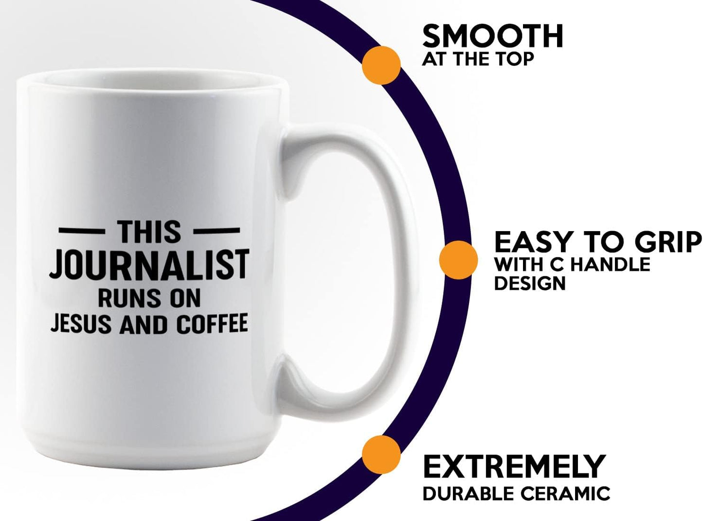 Journalist Coffee Mug 15oz White -This Journalist Runs On - Reading Lover Book Club Gift Author Appreciation Writer Journalism Novelist Scriptwriter