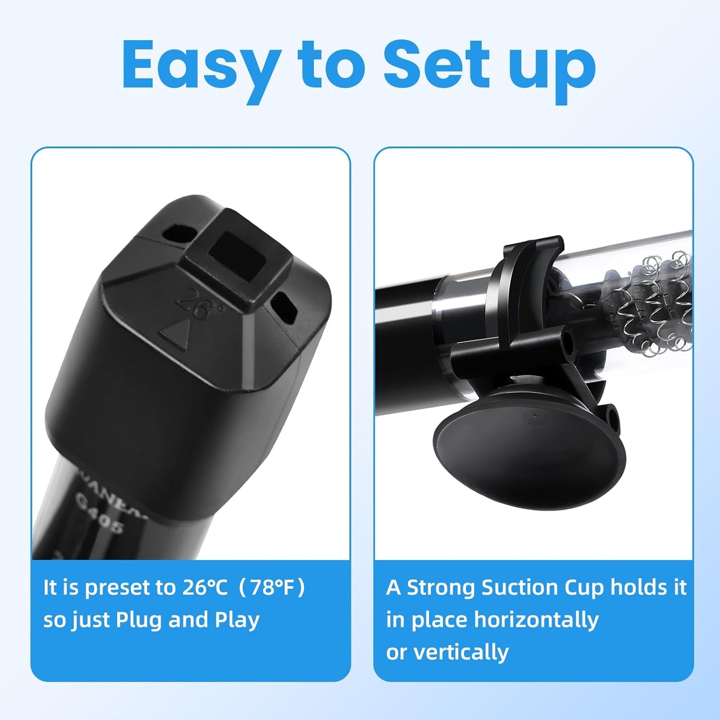 AQUANEAT Aquarium Heater, 25W Small Betta Fish Tank Heater, Mini Preset Water Thermostat with a Thermometer