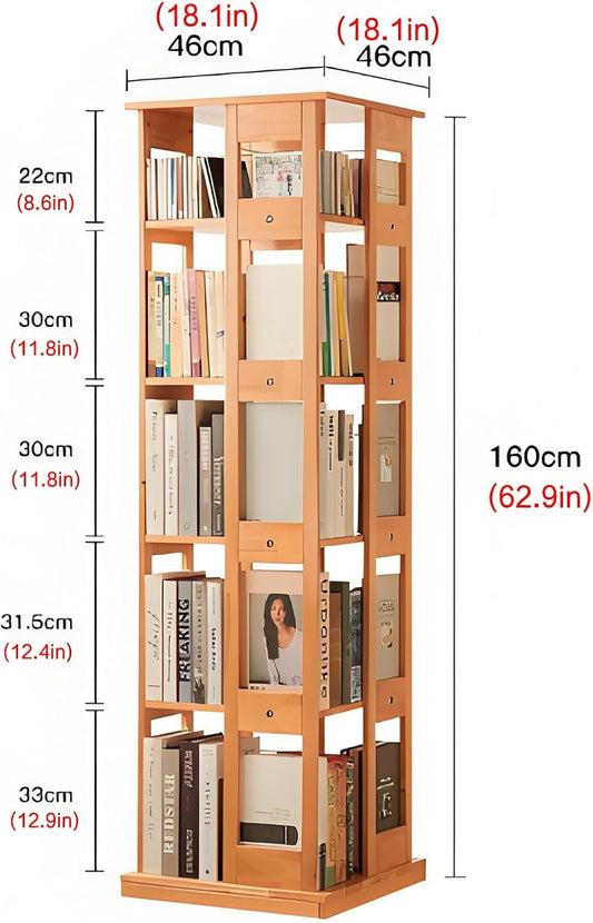 Rotating book shelf,unique bookshelf,room decor,spinning bookshelf tower,book case revolving,modern bookshelf,rotating bookcase,Suitable for living room, bedroom, study, office, balcony(Primary color,