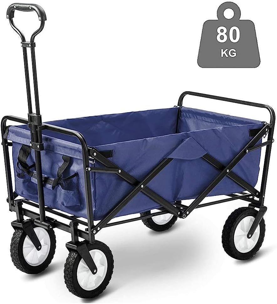 Trolleys, Garden Cart Folding Wagon Foldable Heavy Duty Outdoor Trolley Transport Cart 80Kg Max Load, for Outdoor/Festivals/Camping