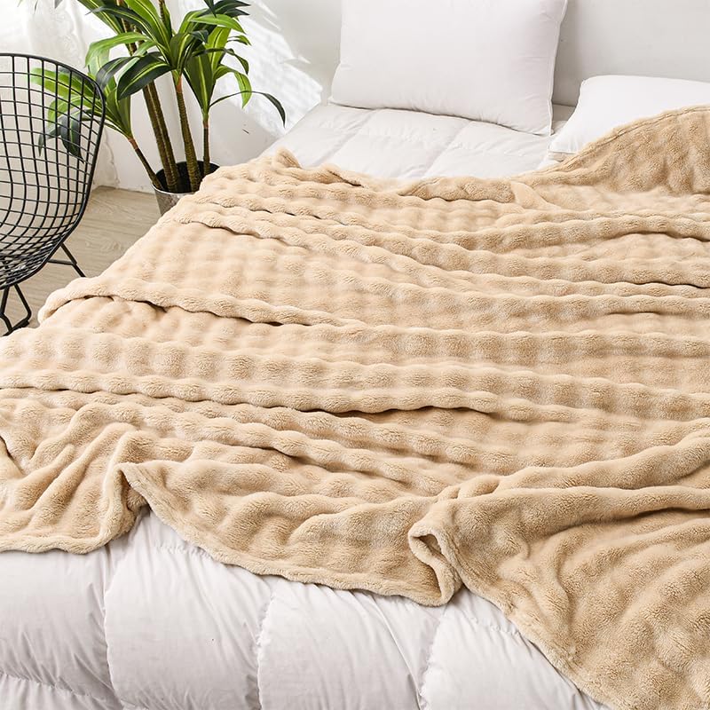 Soft Throw Blanket,Lightweight Blanket for Kids - for Bed, Sofa, Couch, Movie Night, Camping, and Travel - Plush Blanket Gifts for Parents and Grandparents,40x60 Inches(Khaki)
