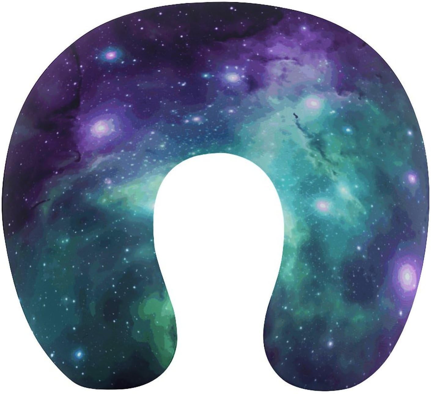 Green Blue Purple Galaxy Neck Pillow Memory Foam U Shaped Pillows Portable Pillows for Shoulder Travel Head Support Pillow with Concealed Zipper for Airplane Car Home Office
